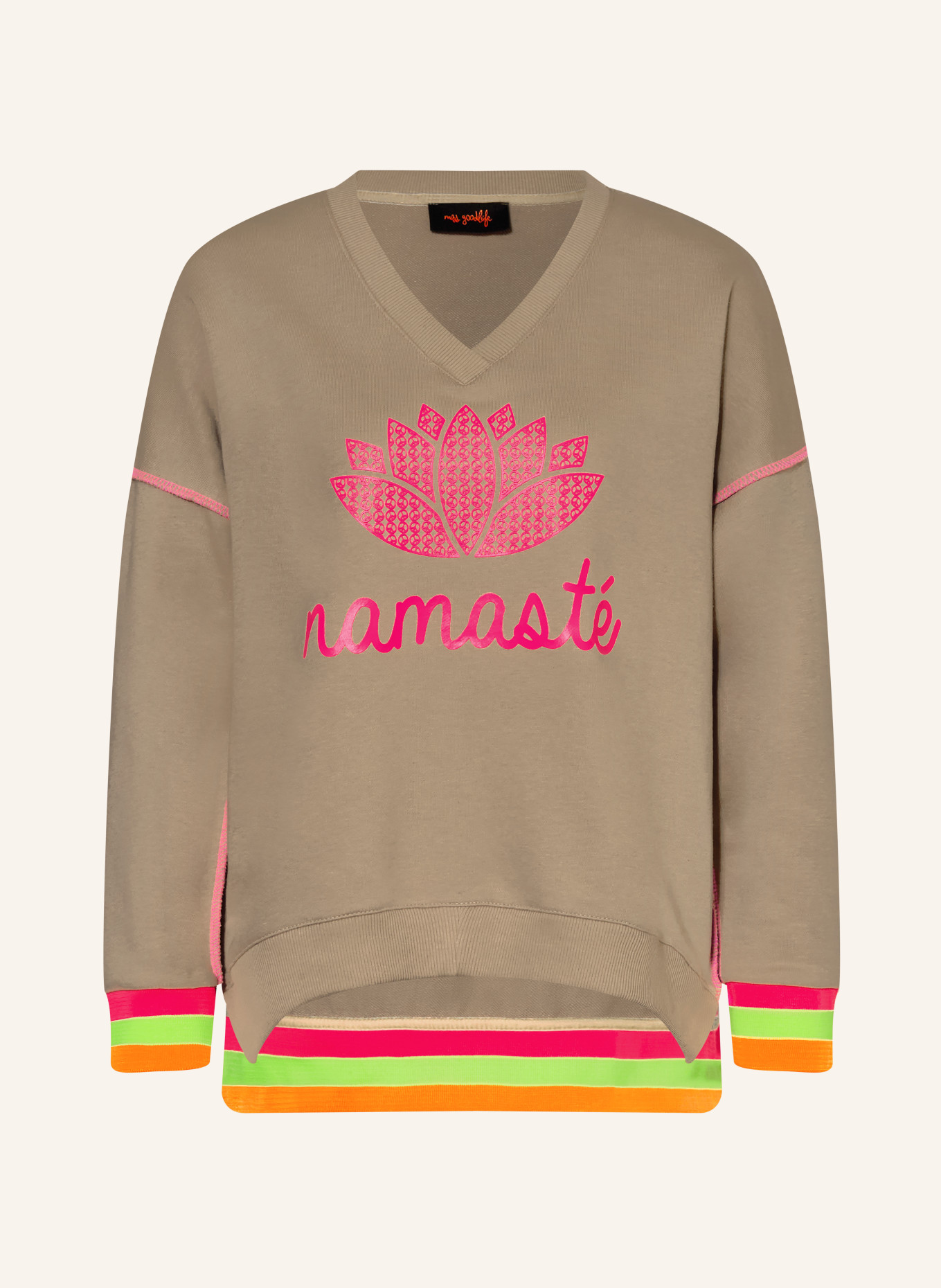 miss goodlife oversized sweatshirt: CAMEL / NEON PINK