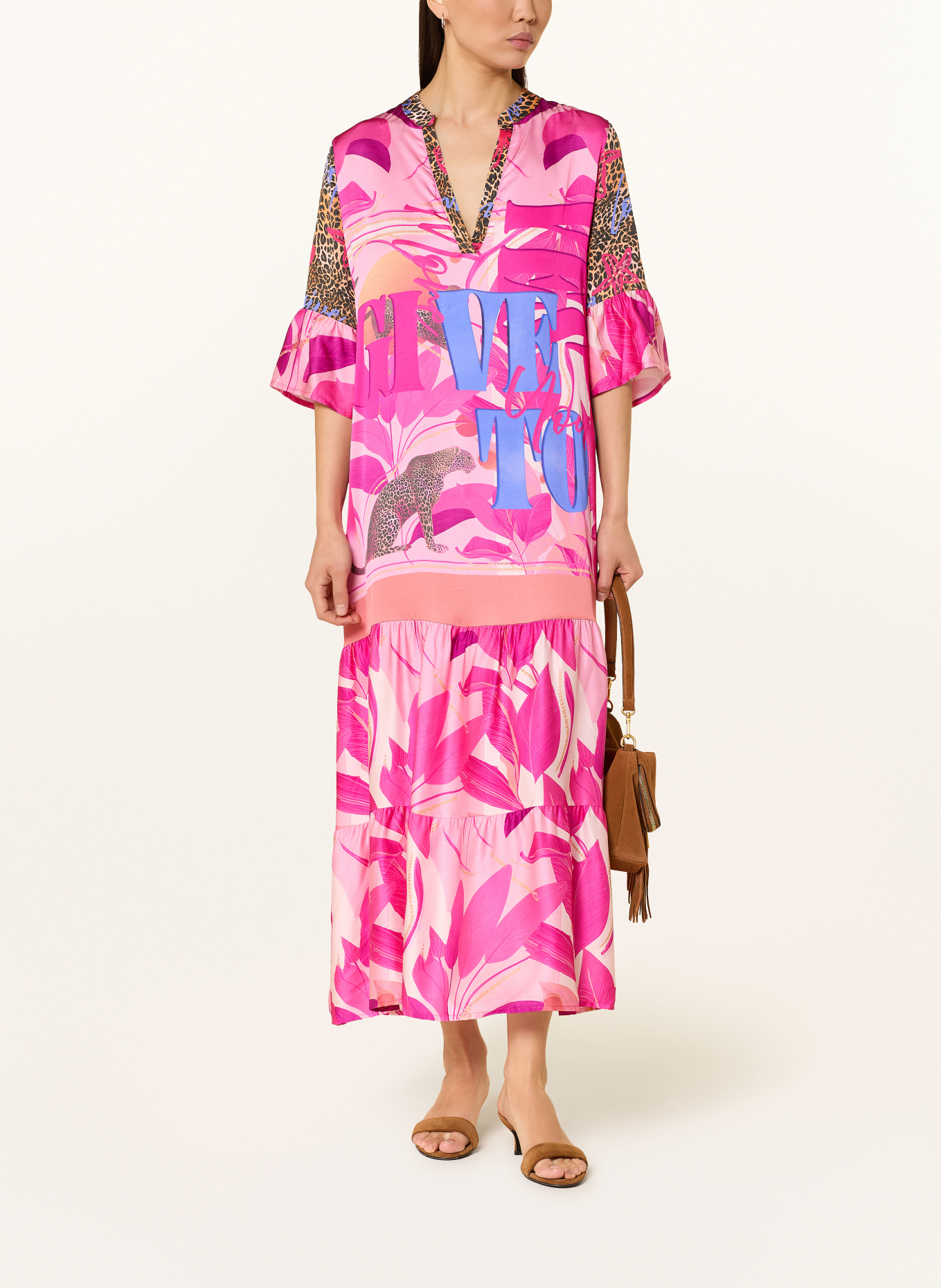 miss goodlife Saténové šaty BUTTERFLY: RŮŽOVÁ / RŮŽOVÁ / MODRÁ