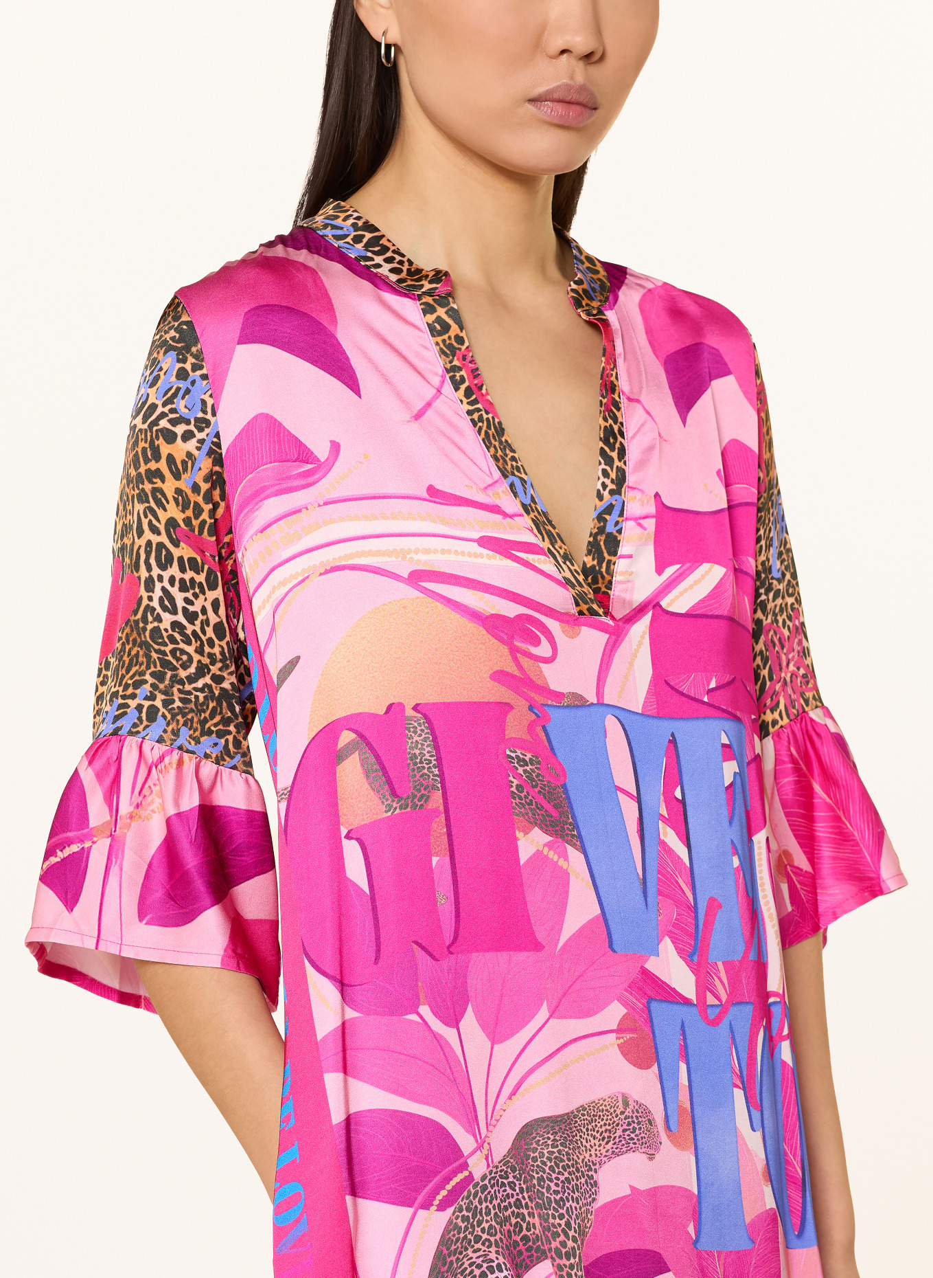 miss goodlife Saténové šaty BUTTERFLY: RŮŽOVÁ / RŮŽOVÁ / MODRÁ