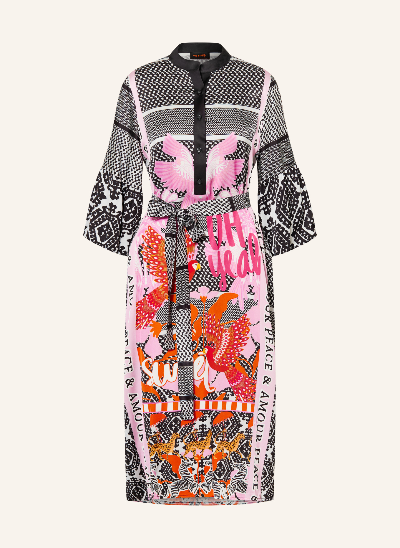 miss goodlife Satinkleid FREE SOUL: SCHWARZ / ROSA / WEISS