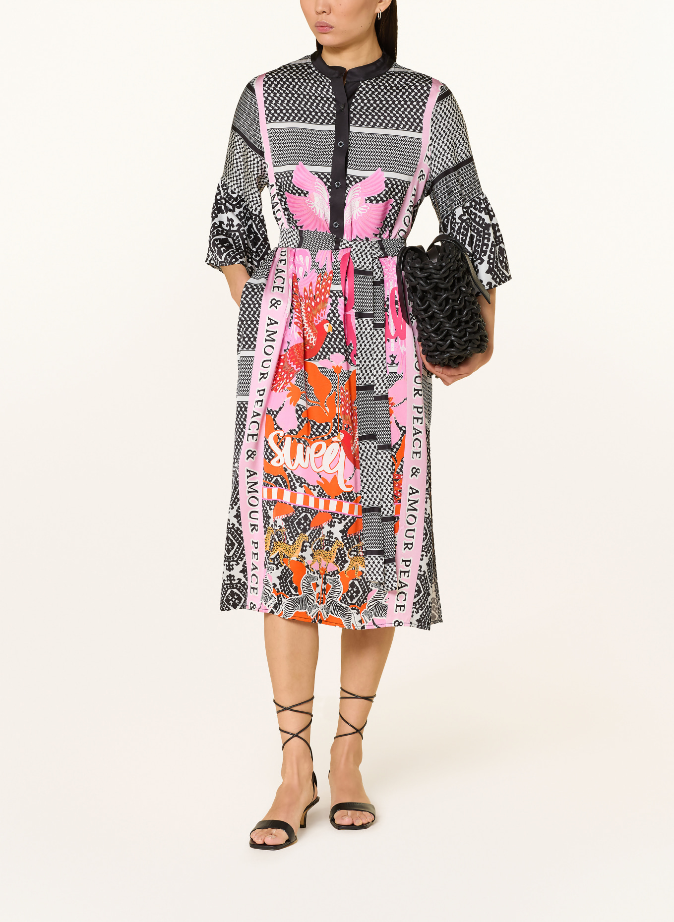 miss goodlife Satinkleid FREE SOUL: SCHWARZ / ROSA / WEISS