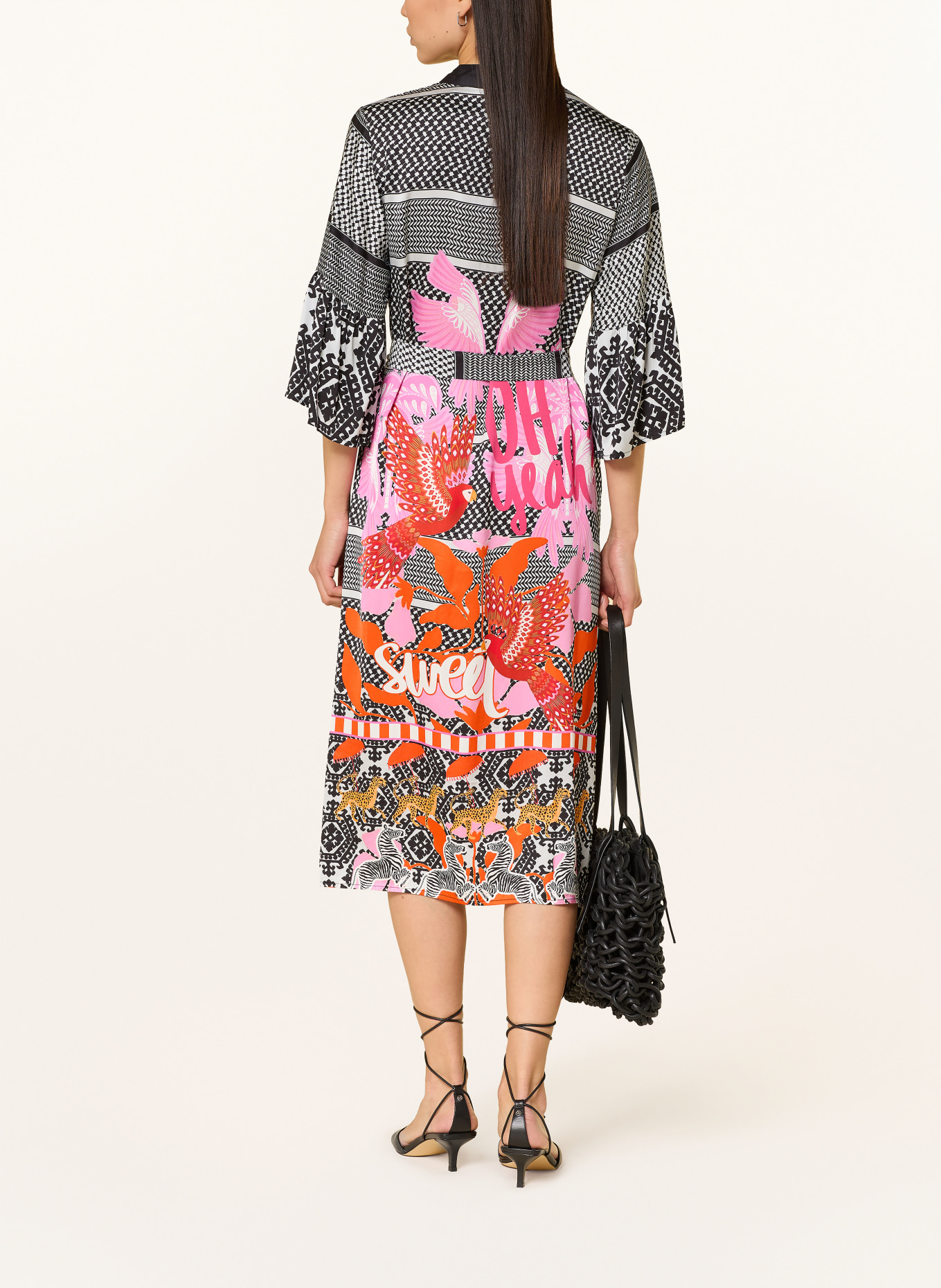 miss goodlife Satinkleid FREE SOUL: SCHWARZ / ROSA / WEISS