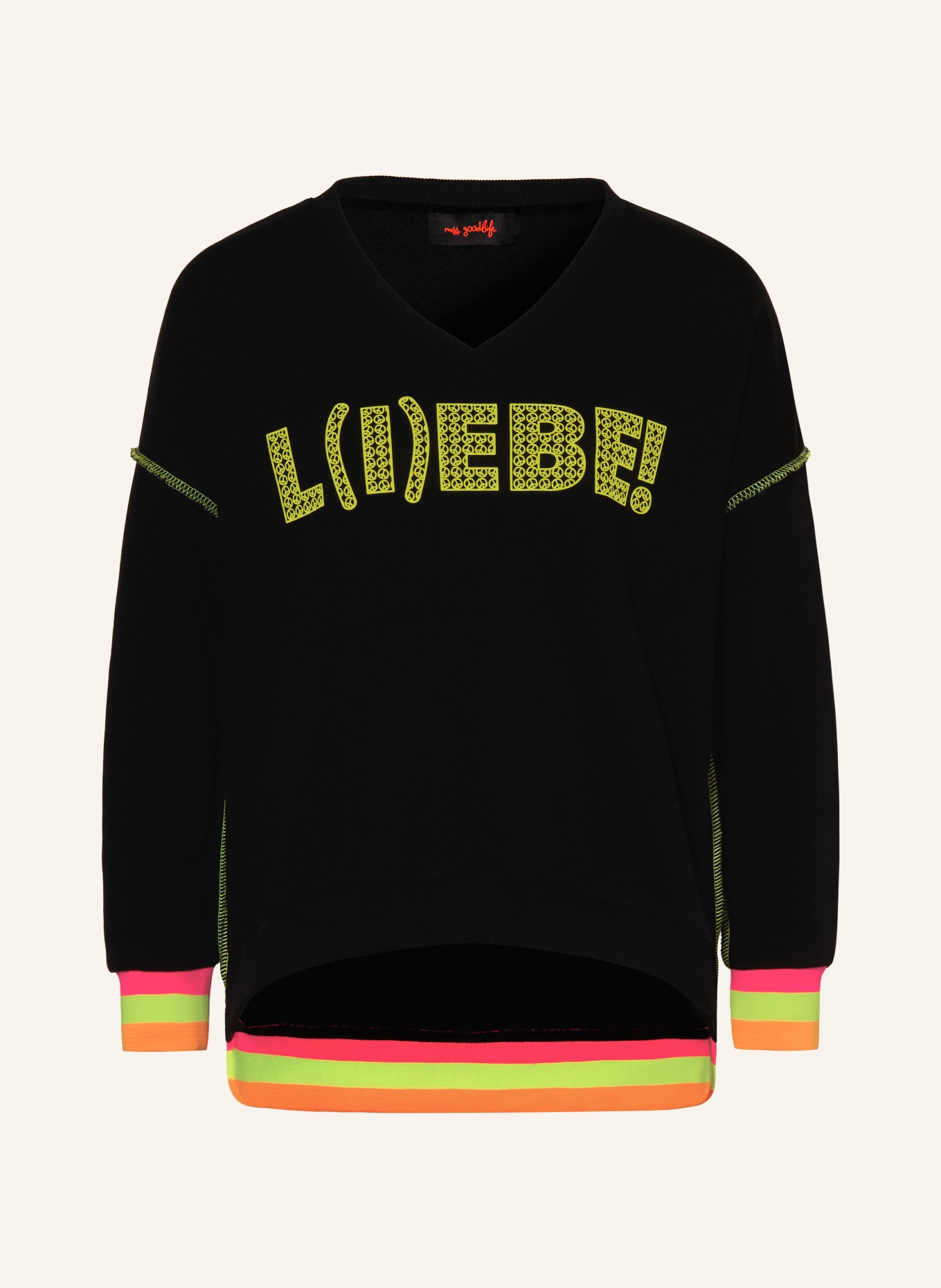 miss goodlife sweatshirt: BLACK / NEON YELLOW