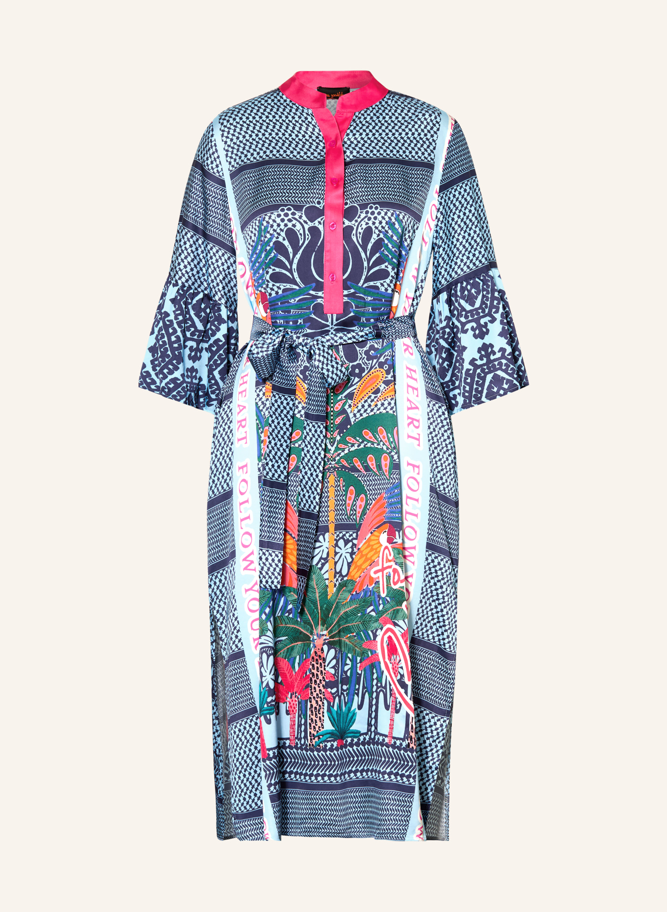 miss goodlife Satinové šaty PALIFLAIR: TMAVĚ MODRÁ / RŮŽOVÁ / MODRÁ