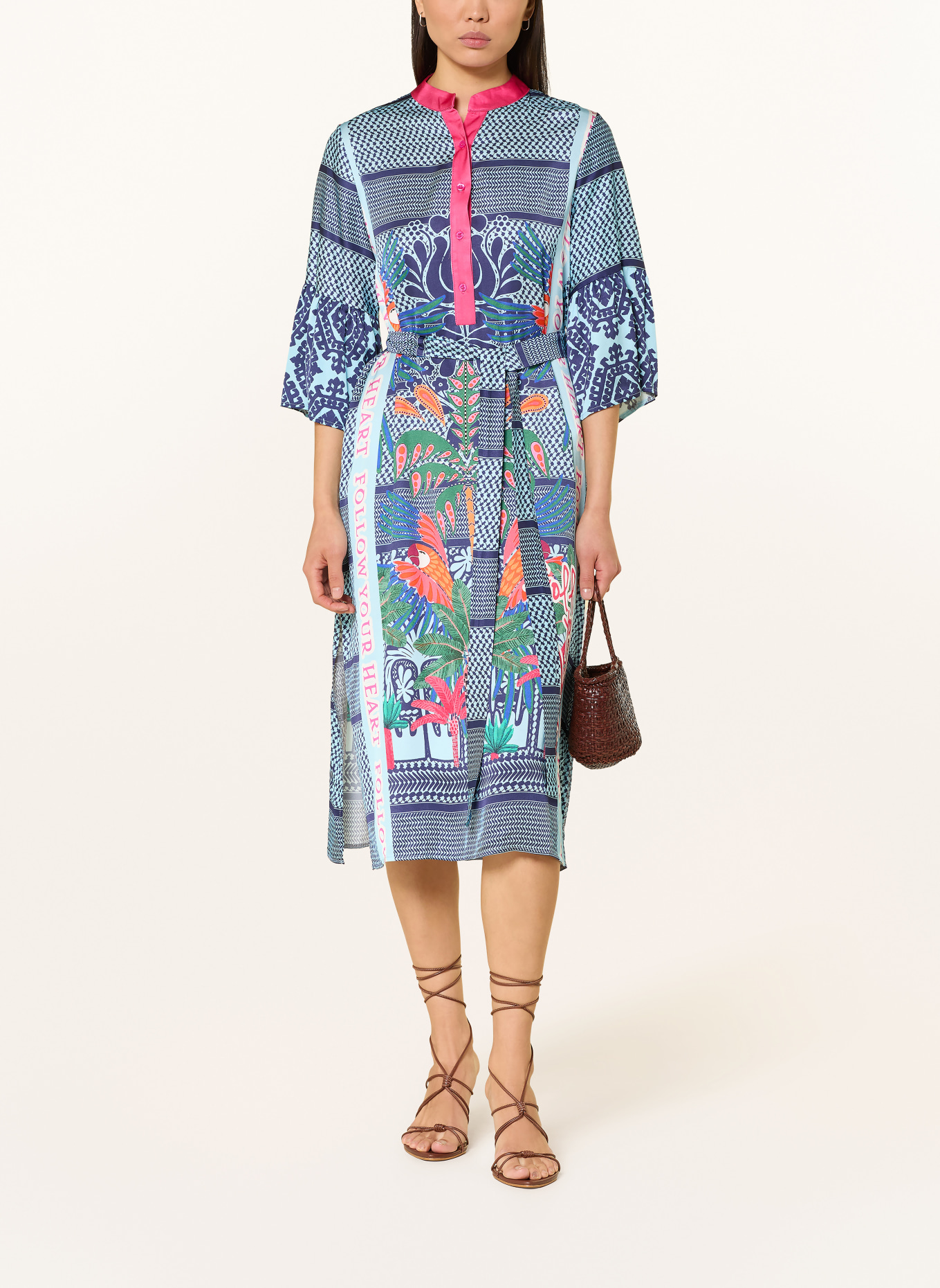 miss goodlife Satinové šaty PALIFLAIR: TMAVĚ MODRÁ / RŮŽOVÁ / MODRÁ