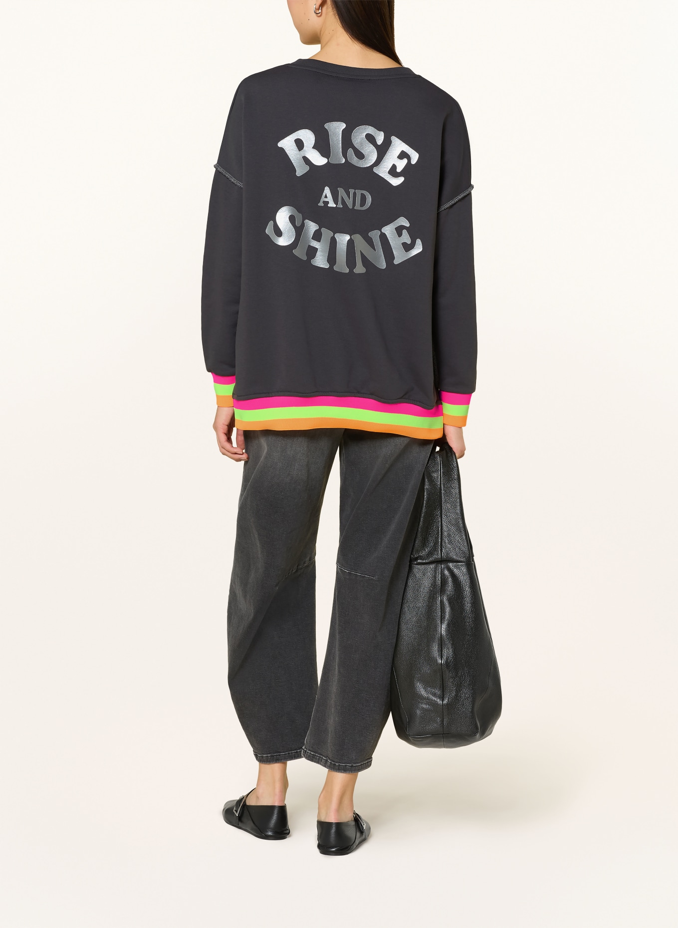 miss goodlife Oversize'owa bluza z kamieniami ozdobnymi: CZIEMNOSZARY / SREBRNY