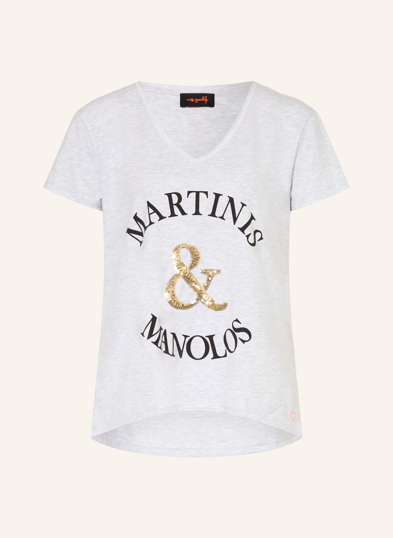 miss goodlife T-Shirt mit Pailletten: HELLGRAU