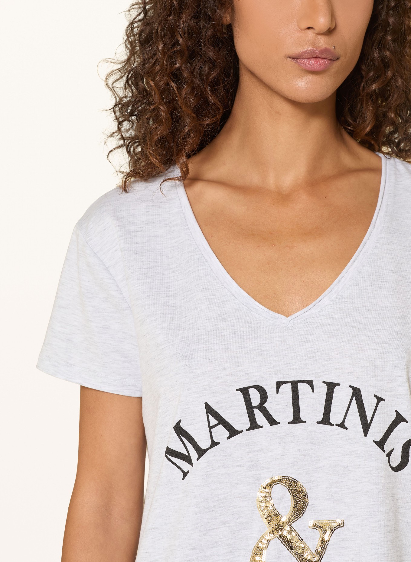 miss goodlife T-Shirt mit Pailletten: HELLGRAU