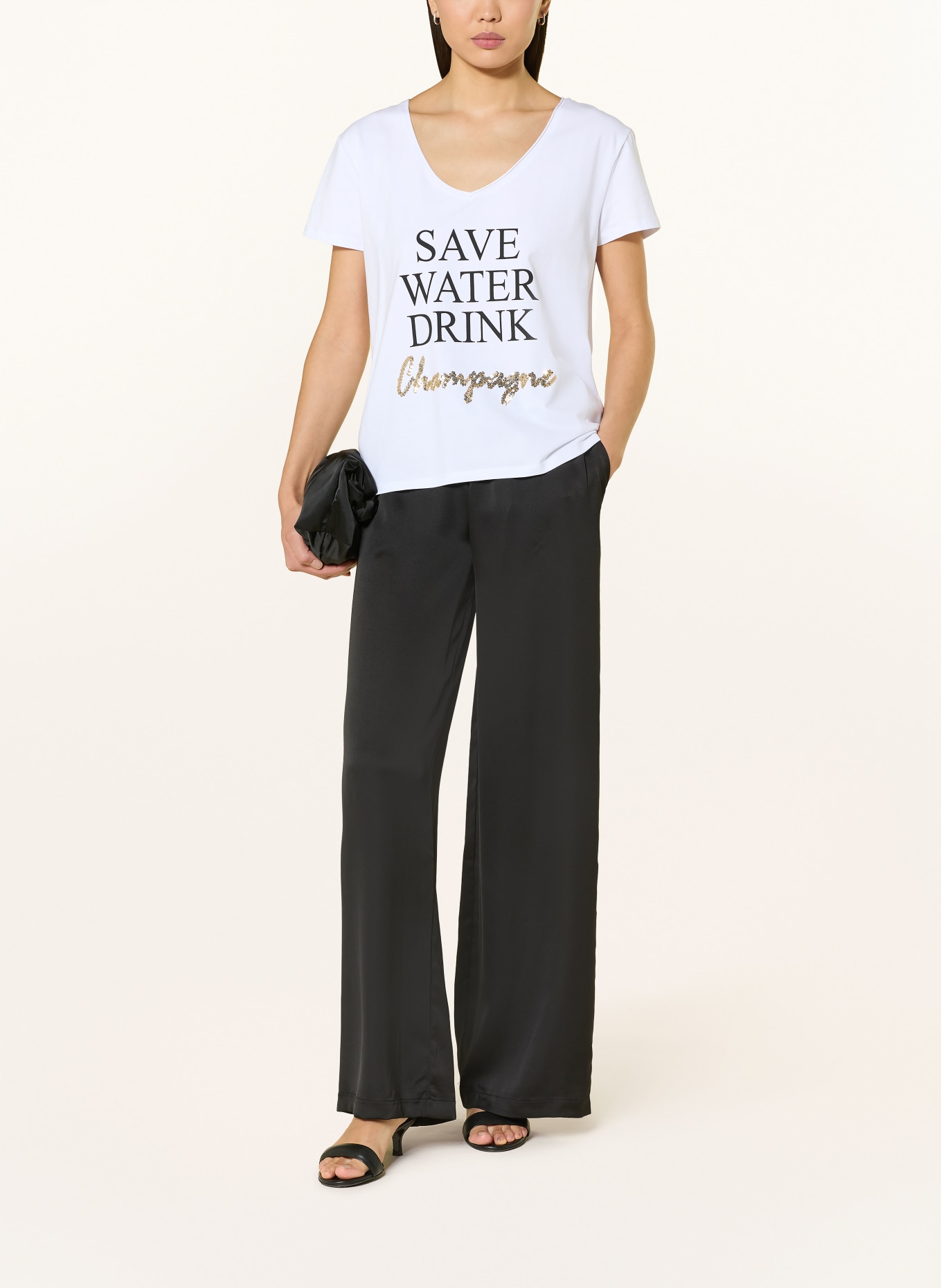 miss goodlife T-Shirt mit Pailletten: WEISS / SCHWARZ