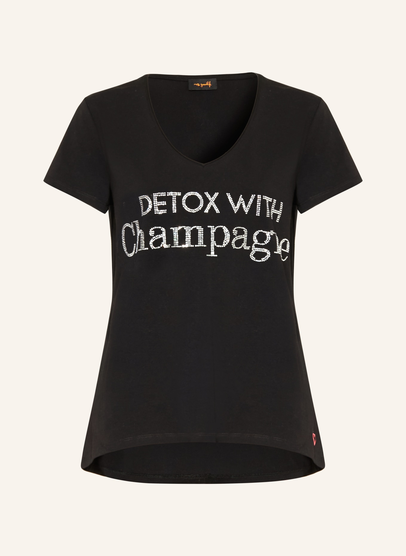 miss goodlife T-Shirt mit Schmucksteinen: SCHWARZ