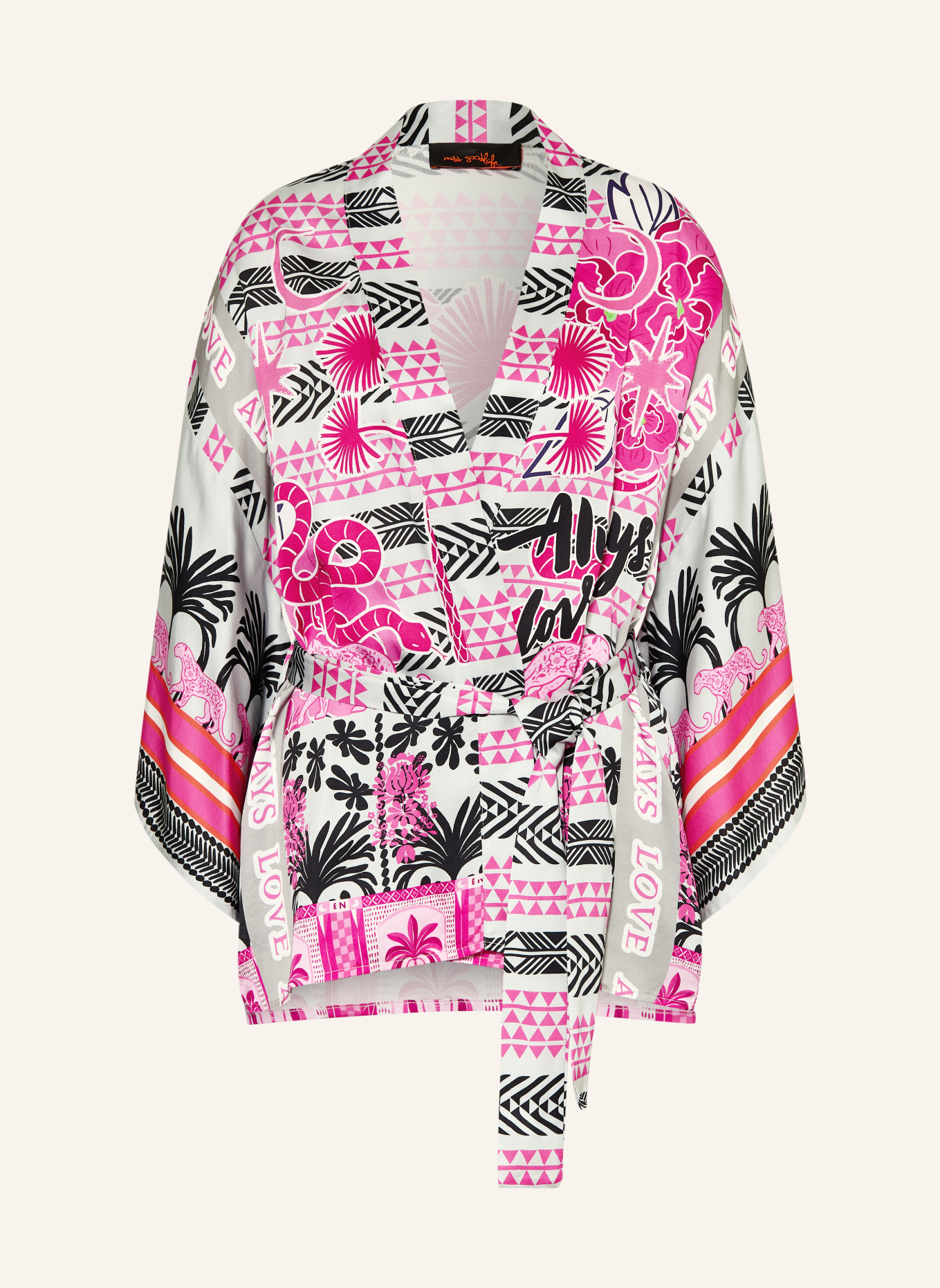 miss goodlife Saténové kimono: SVĚTLE ŠEDÁ / RŮŽOVÁ / RŮŽOVÁ