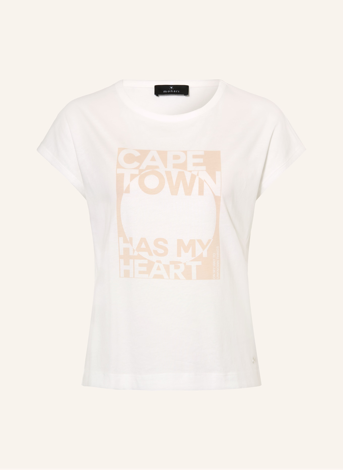monari T-Shirt mit Schmucksteinen: WEISS / BEIGE