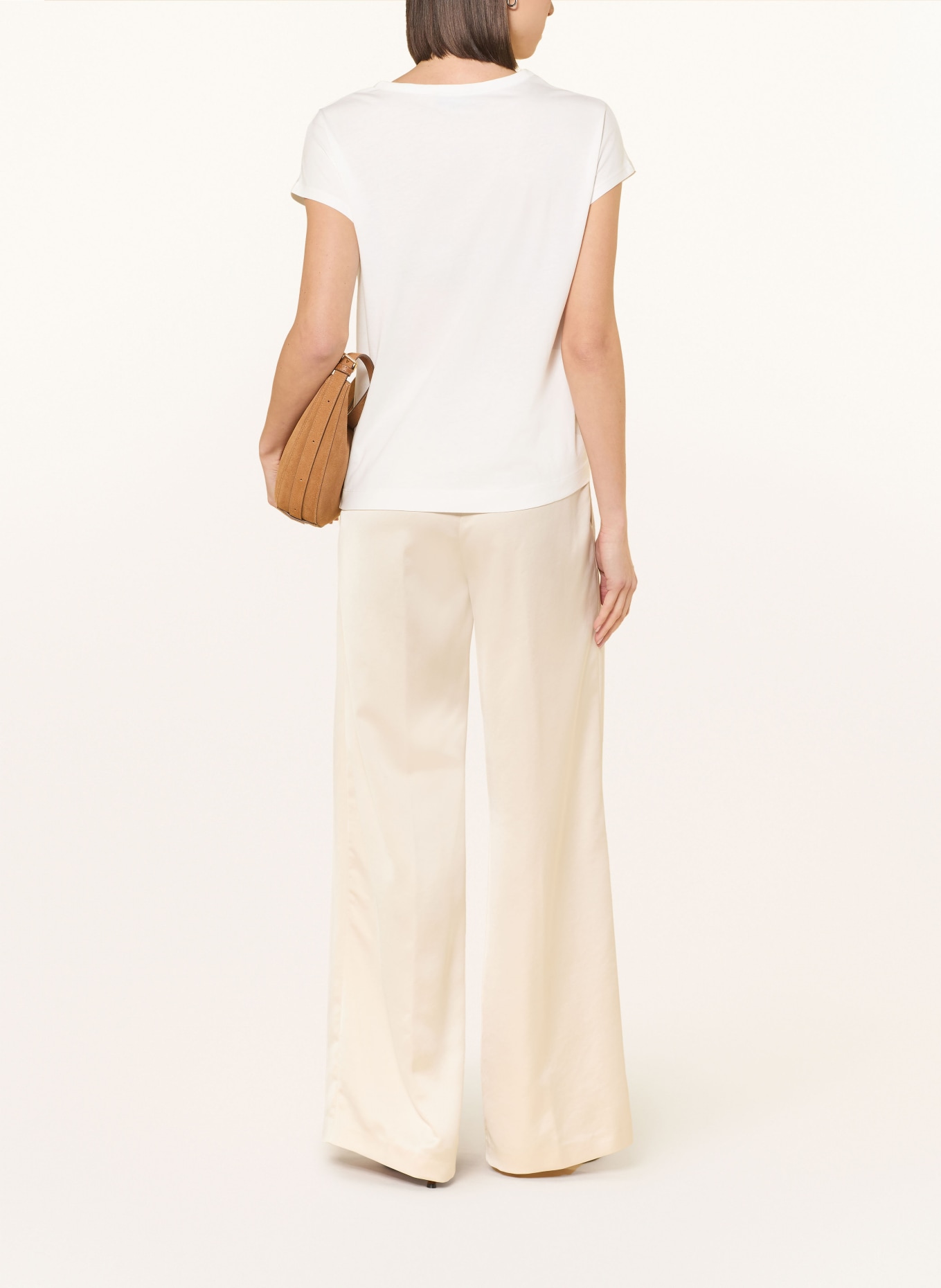 monari T-Shirt mit Schmucksteinen: WEISS / BEIGE