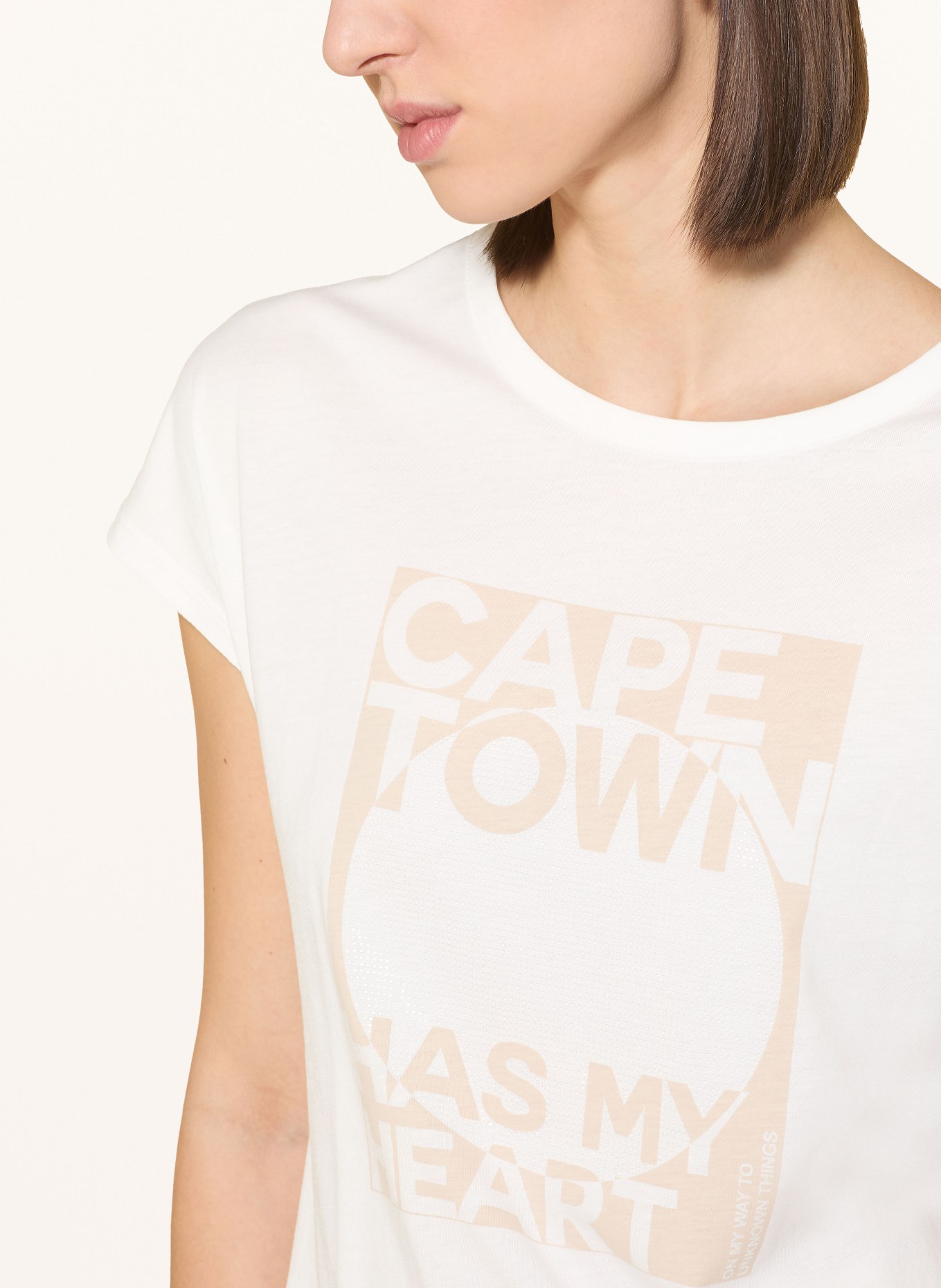 monari T-Shirt mit Schmucksteinen: WEISS / BEIGE