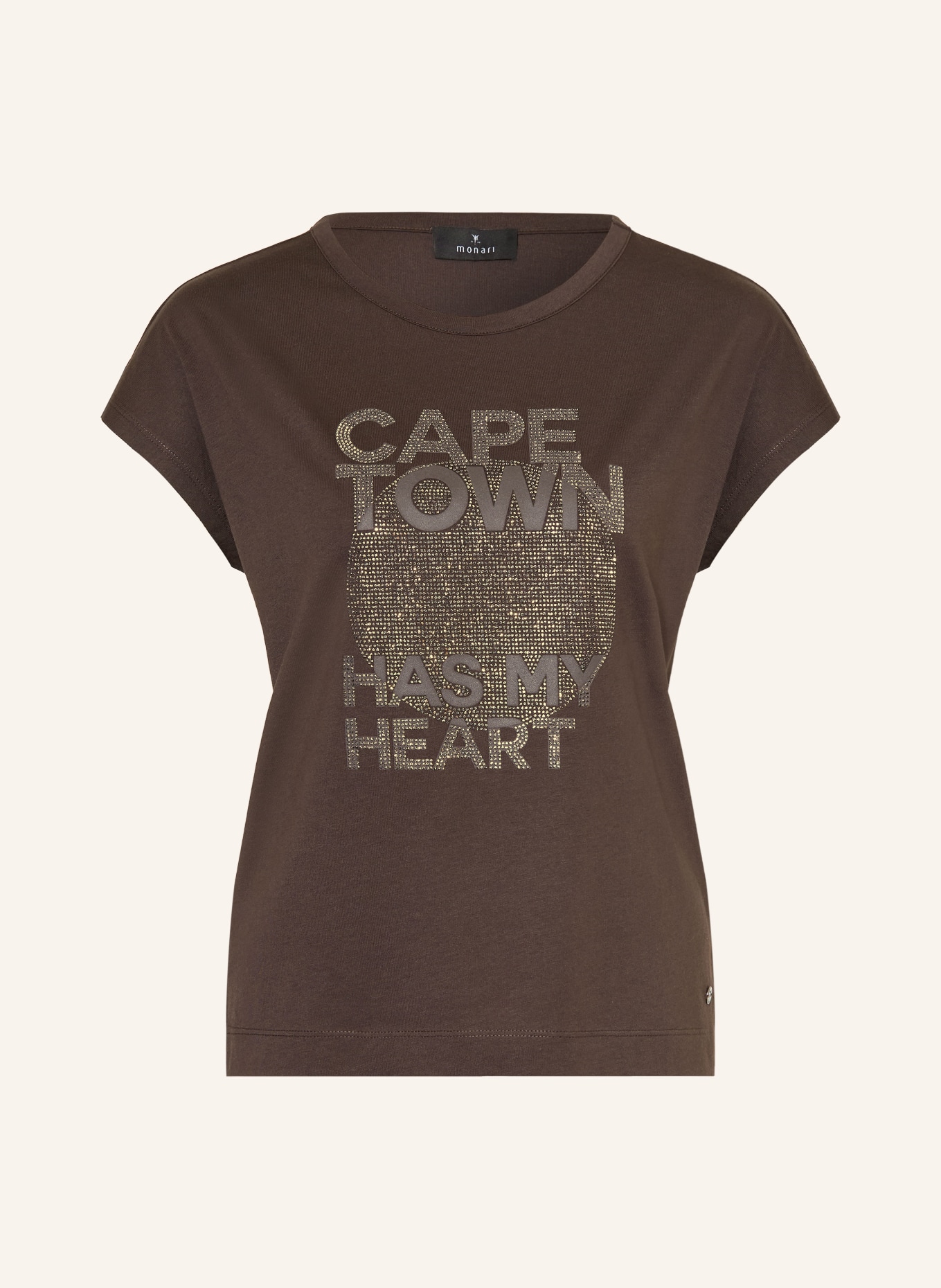 monari Tričko s ozdobnými kameny: TMAVĚ HNĚDÁ