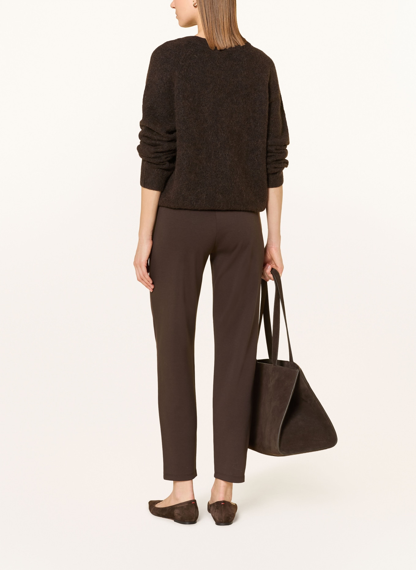 monari Jersey pants in jogging style: DARK BROWN