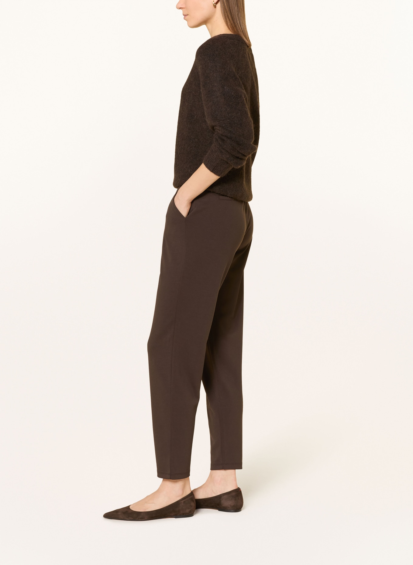 monari Jersey pants in jogging style: DARK BROWN