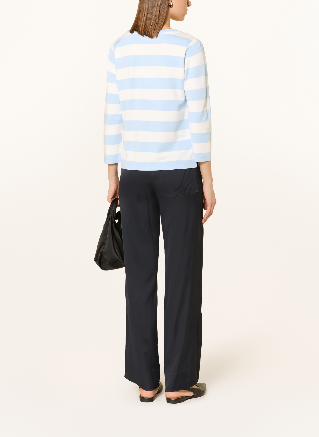 monari Tričko s 3/4 rukávem a flitry: TMAVĚ MODRÁ / BÍLÁ