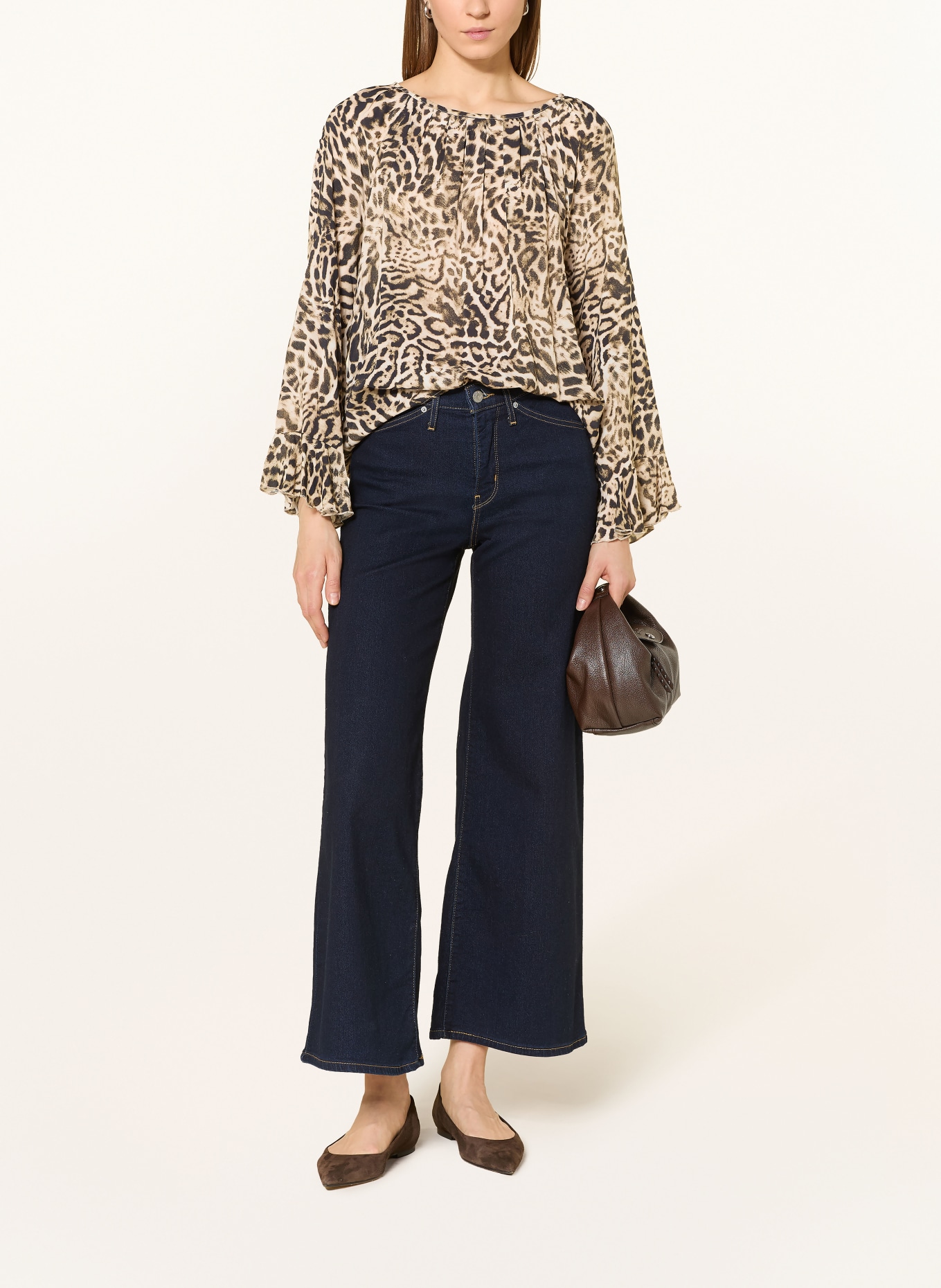 monari blouse shirt: LIGHT BROWN / BLACK