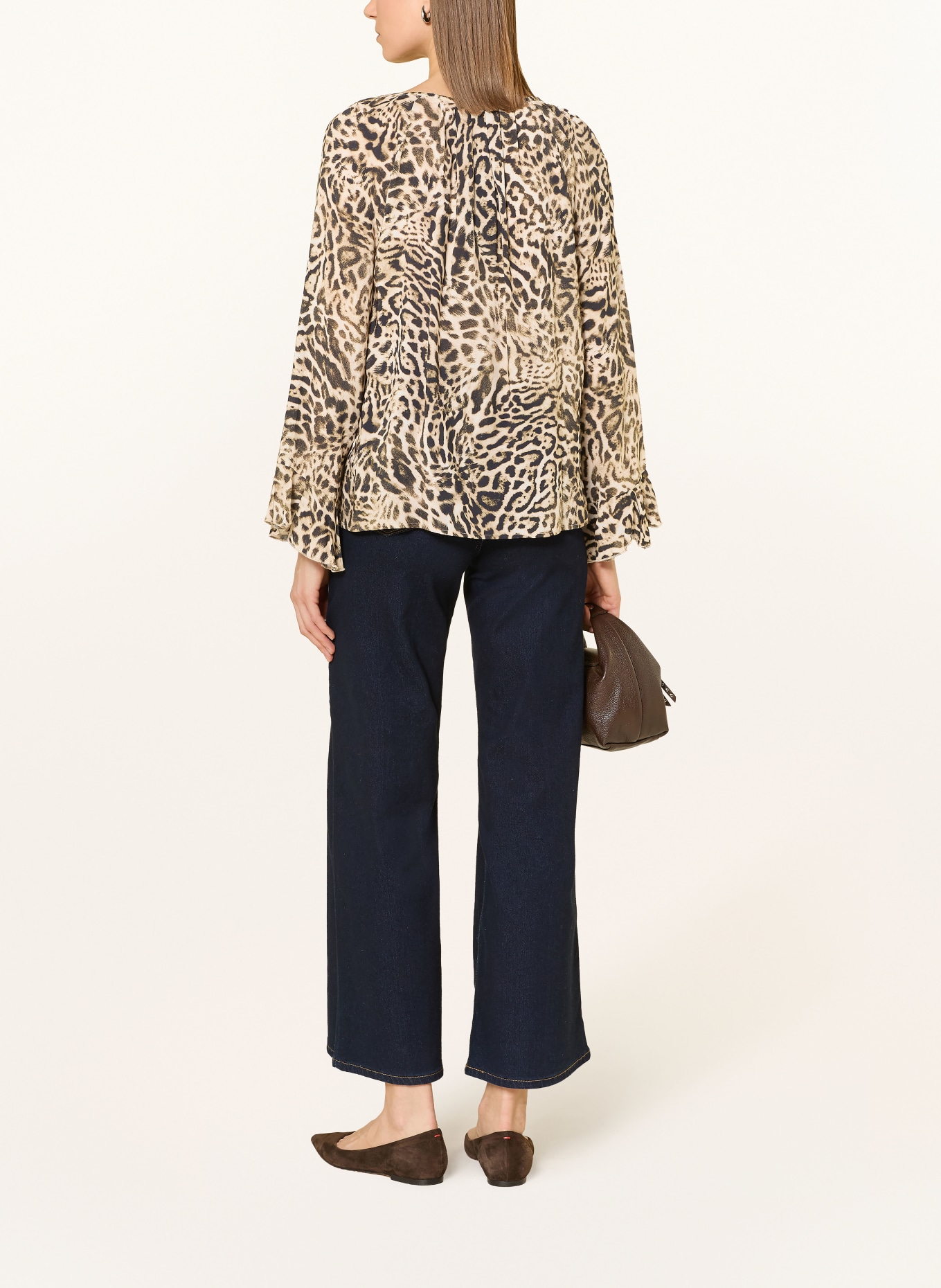 monari blouse shirt: LIGHT BROWN / BLACK