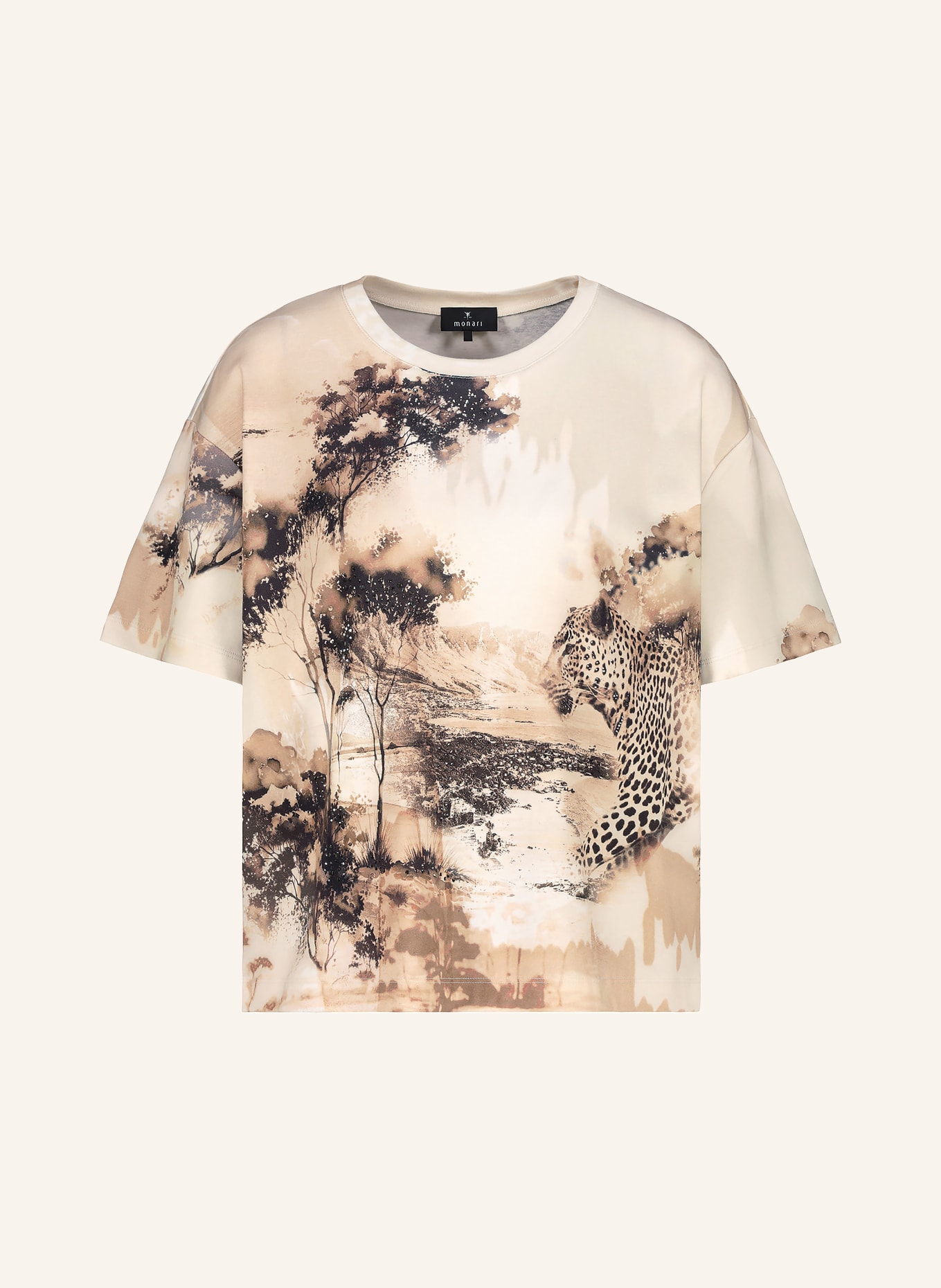 monari Tričko s ozdobnými kameny: BÉŽOVÁ / SVĚTLE HNĚDÁ / ČERNÁ