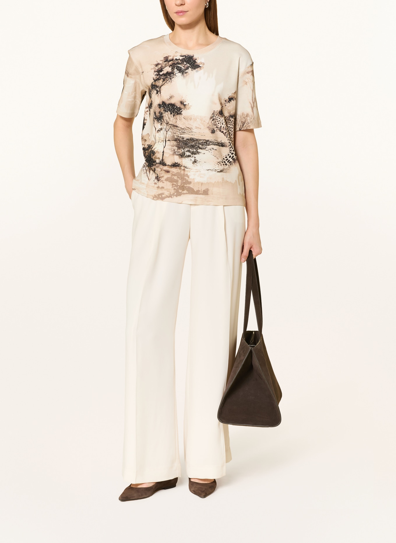 monari Tričko s ozdobnými kameny: BÉŽOVÁ / SVĚTLE HNĚDÁ / ČERNÁ