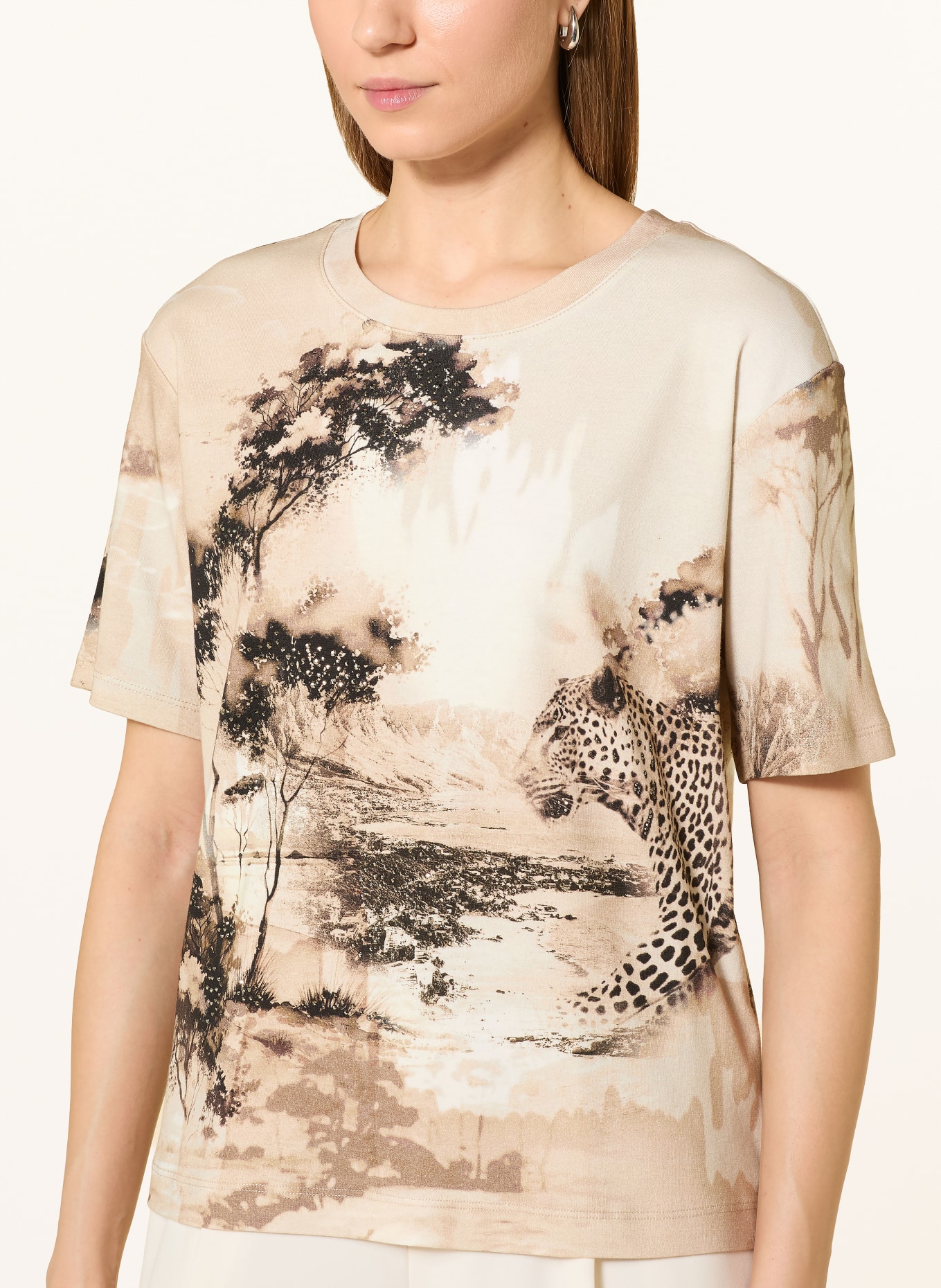 monari Tričko s ozdobnými kameny: BÉŽOVÁ / SVĚTLE HNĚDÁ / ČERNÁ