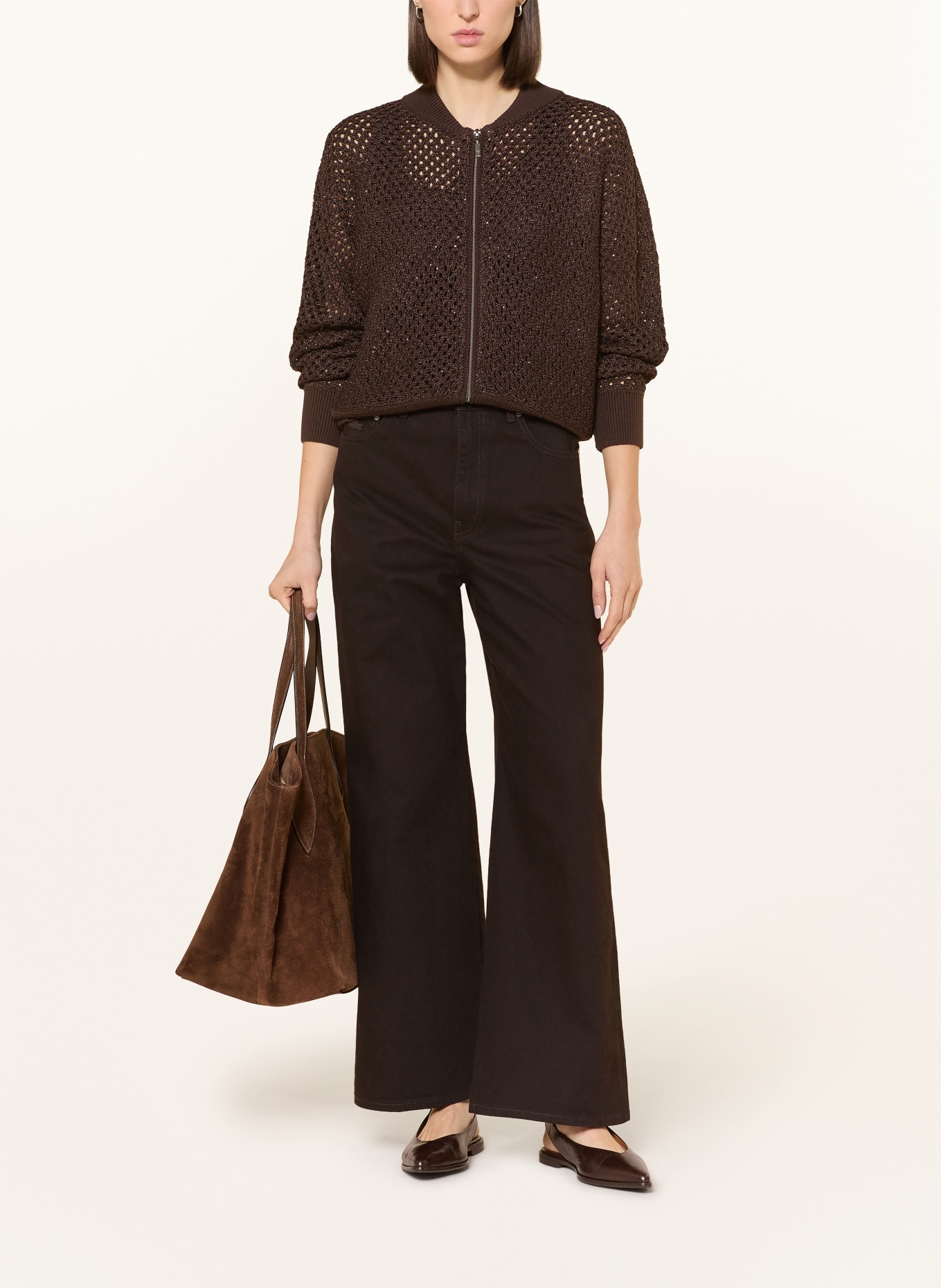 monari Cardigan with sequins: DARK BROWN