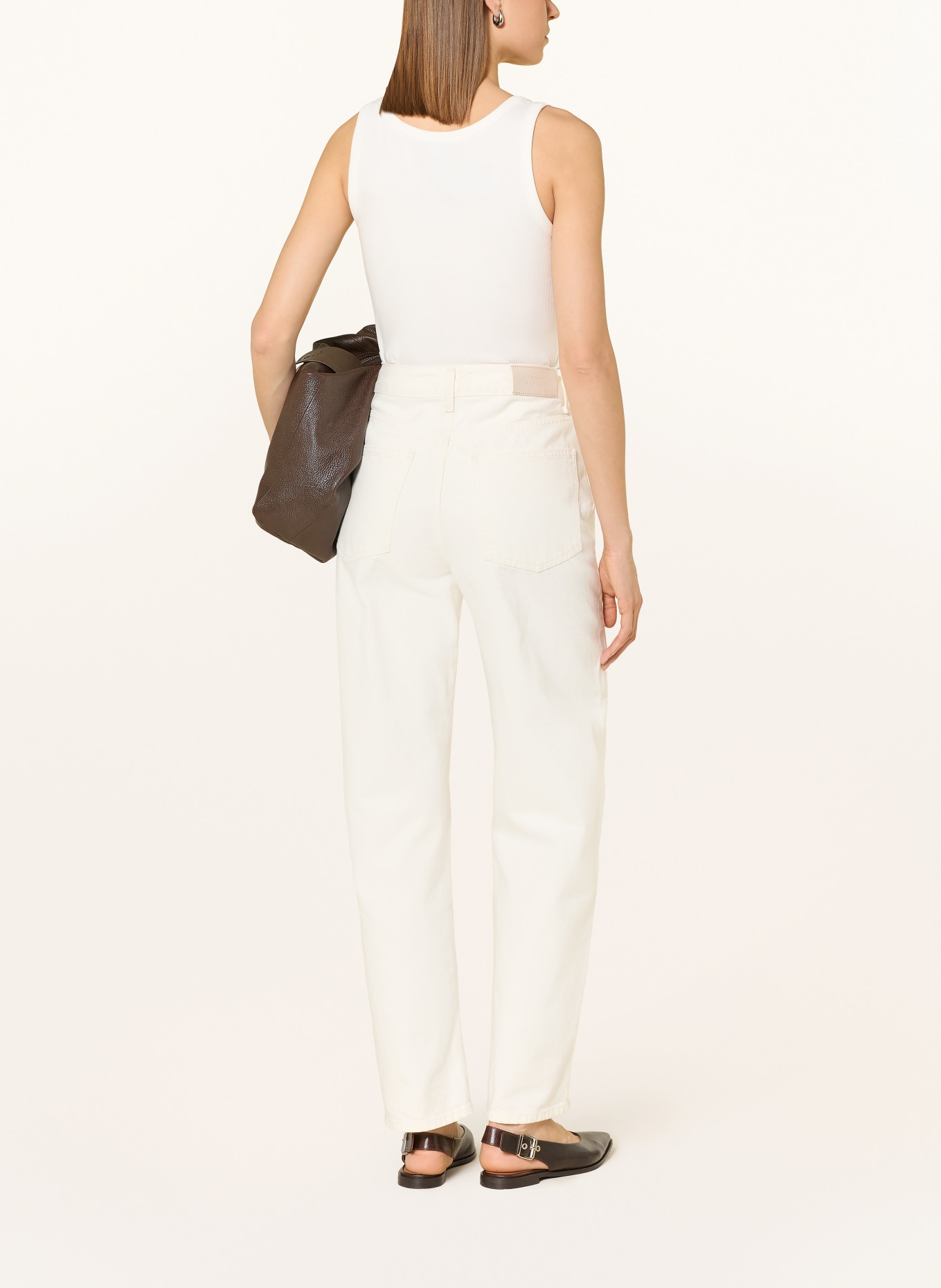 monari Top s ozdobnými kameny: BÍLÁ / TMAVĚ HNĚDÁ