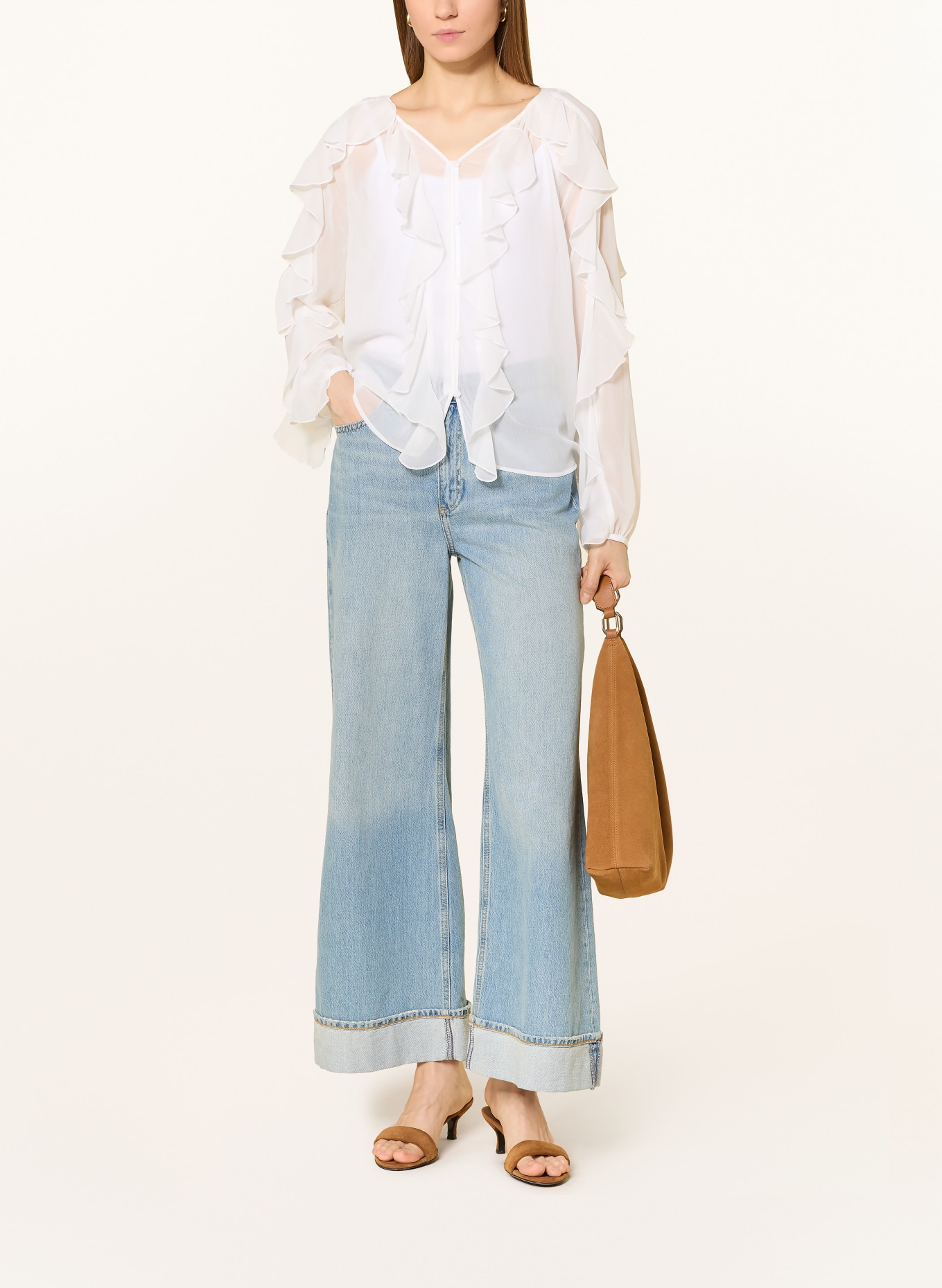 monari Blůza s volány: BÍLÁ