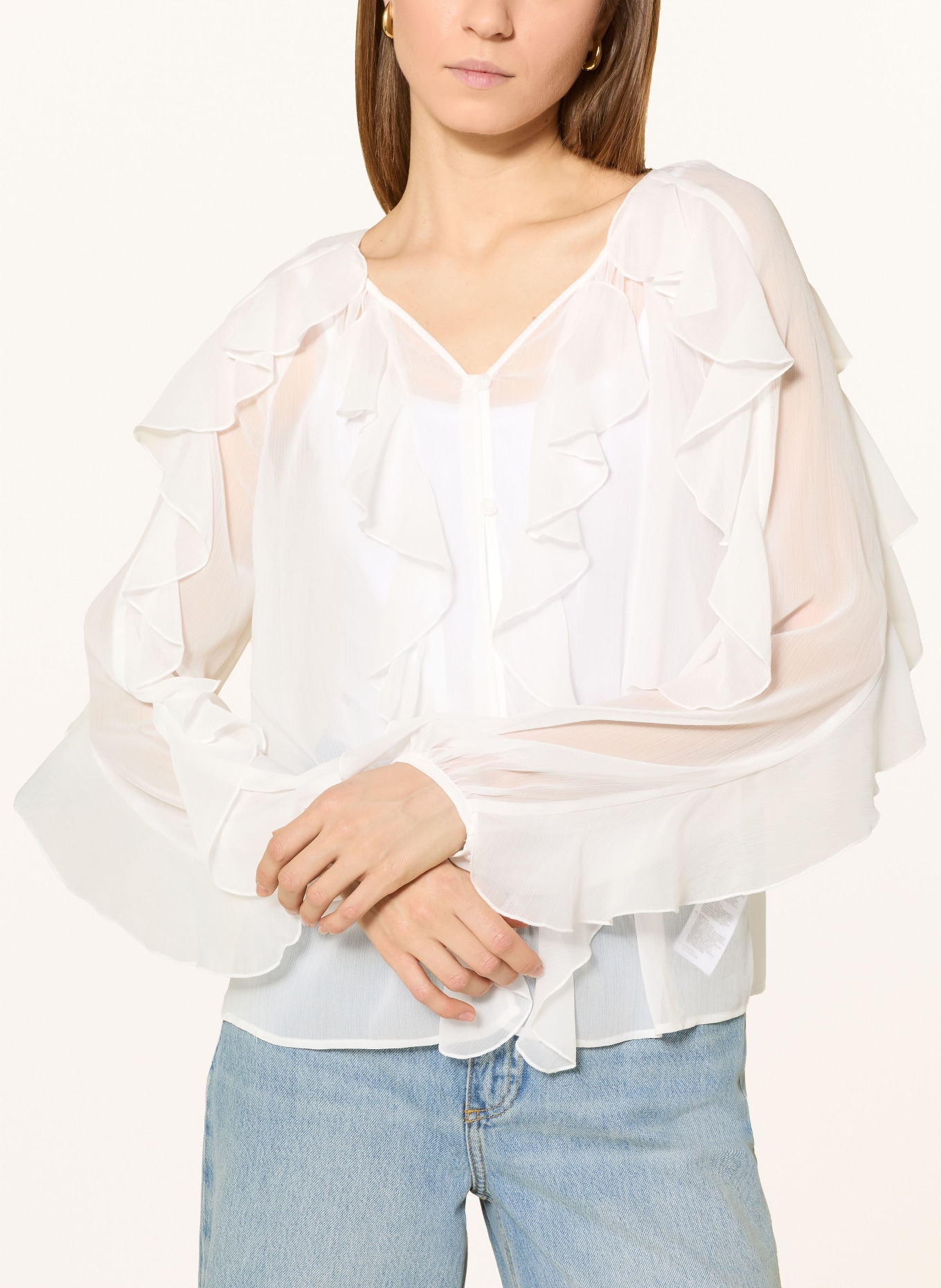 monari Blůza s volány: BÍLÁ