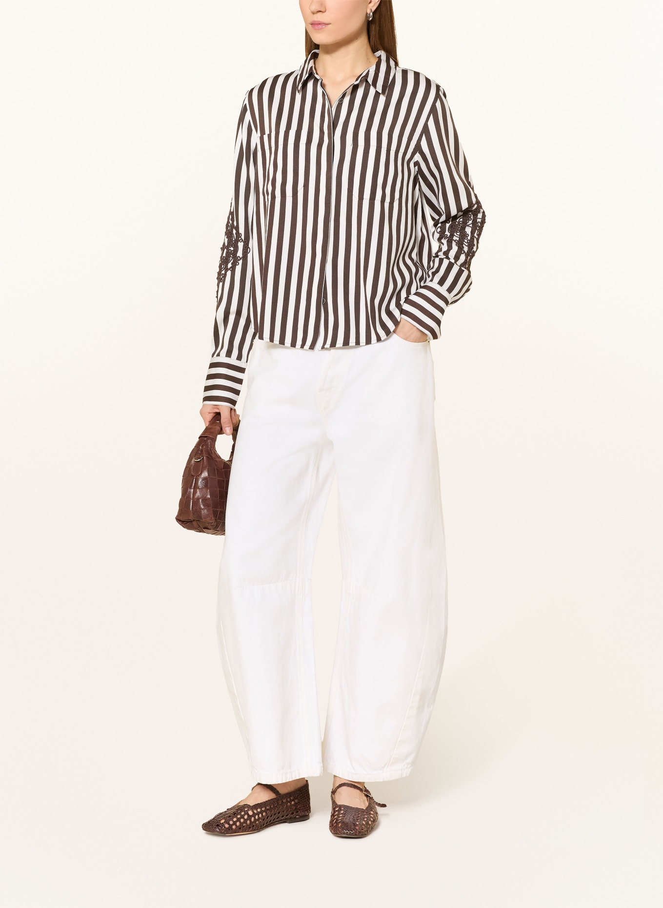 monari Hemdbluse: DUNKELBRAUN / WEISS