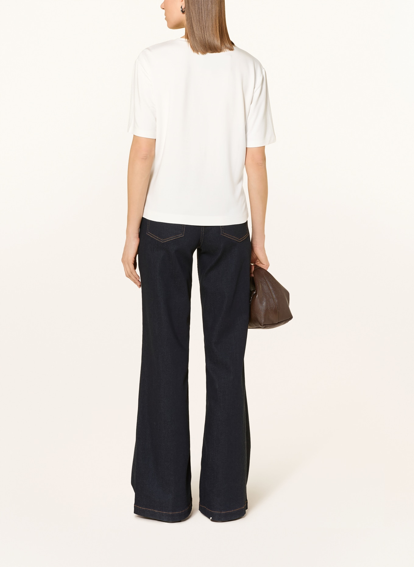 monari Tričko s ozdobnými kameny: BÍLÁ / BARVA RŮŽOVÉHO ZLATA / BÉŽOVÁ