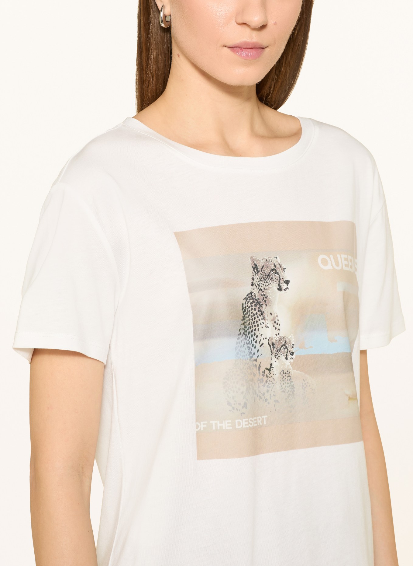 monari Tričko s ozdobnými kameny: BÍLÁ / BÉŽOVÁ