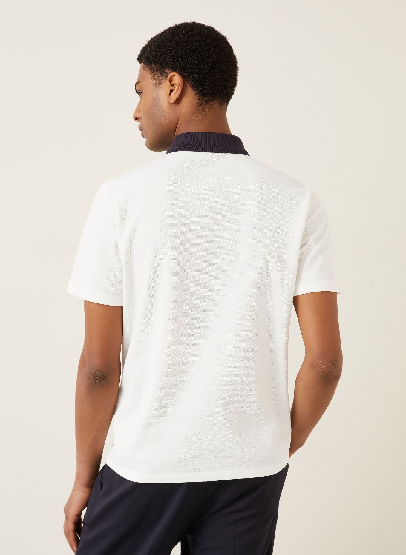 MONCLER Piqué-Poloshirt: WEISS / DUNKELBLAU