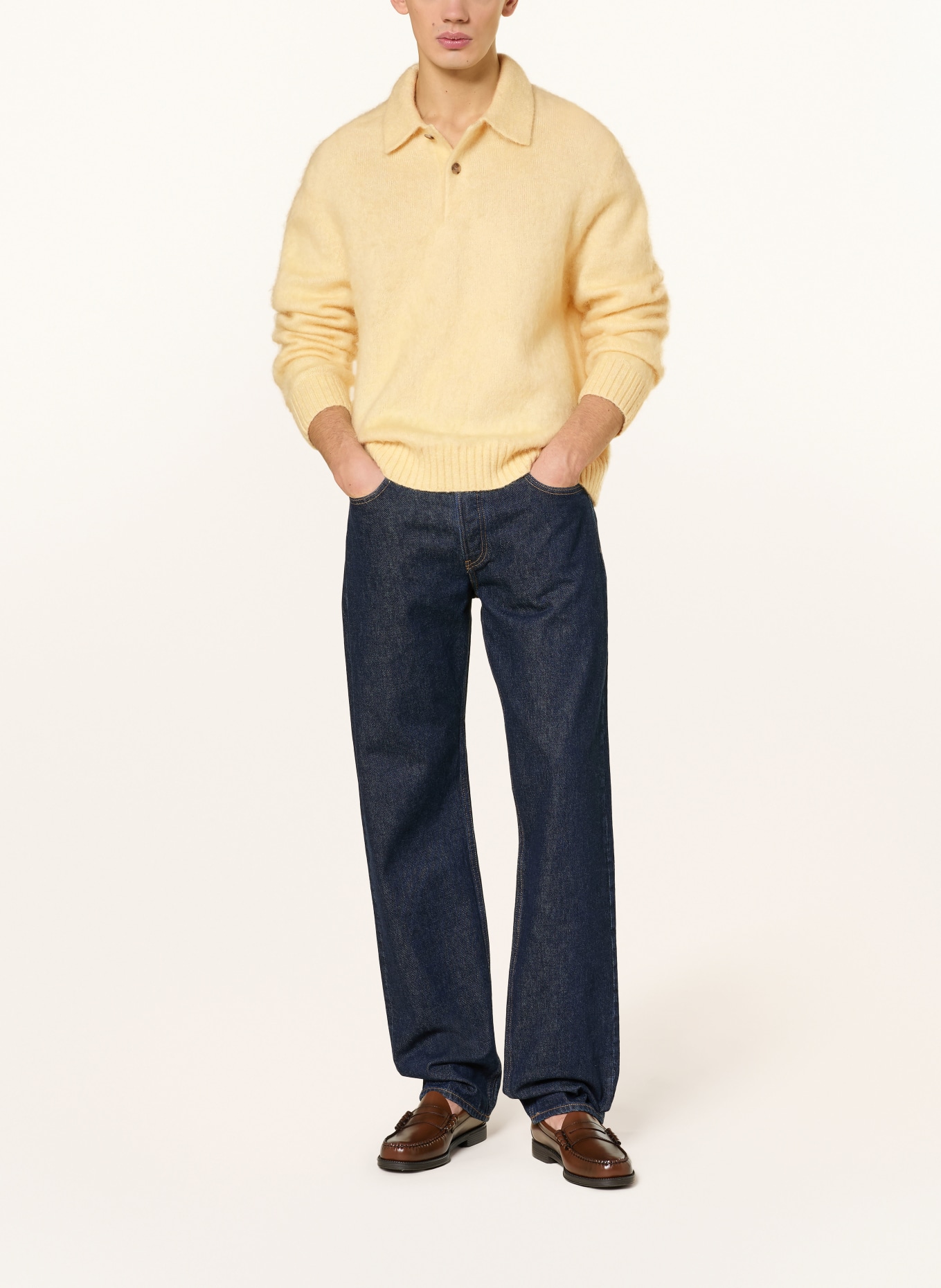 COS Knitted polo shirt with mohair: LIGHT YELLOW