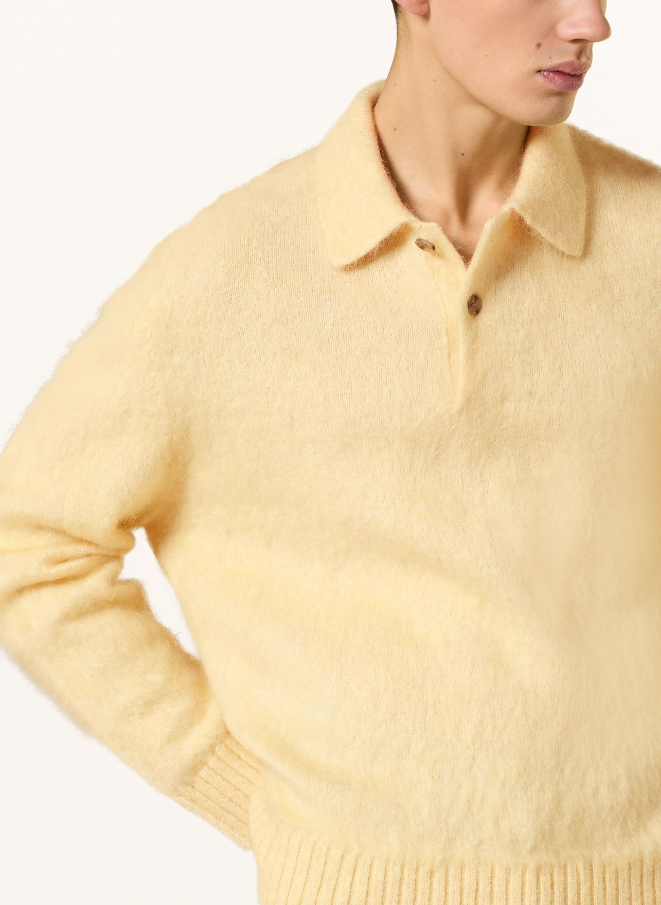 COS Knitted polo shirt with mohair: LIGHT YELLOW