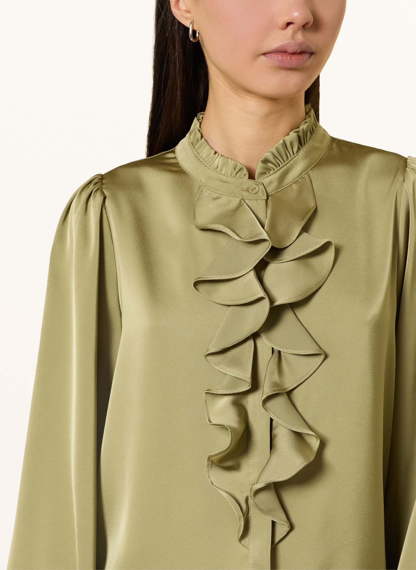 NEO NOIR Satinbluse ZAMOLA mit Volants: HELLGRÜN