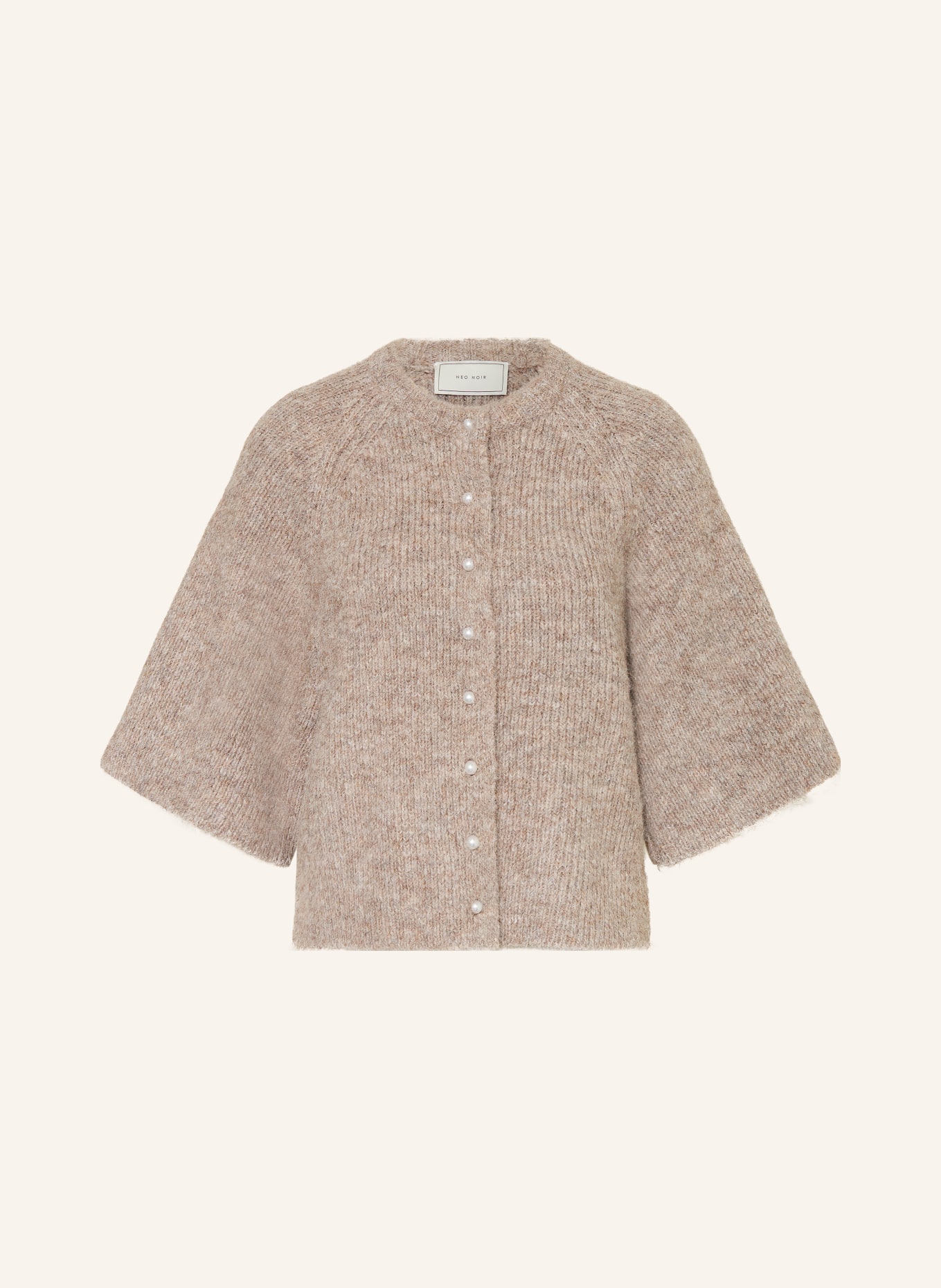 NEO NOIR AMAYA cardigan with 3/4 sleeves: TAUPE
