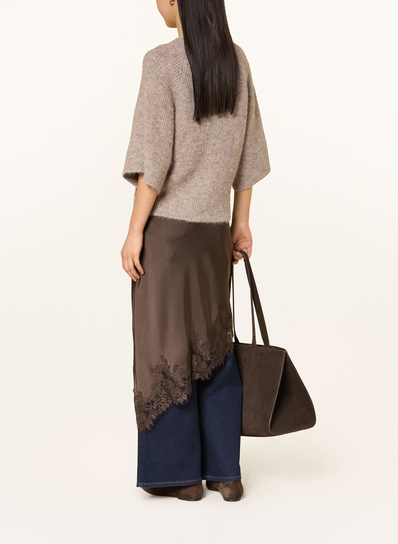 NEO NOIR AMAYA cardigan with 3/4 sleeves: TAUPE