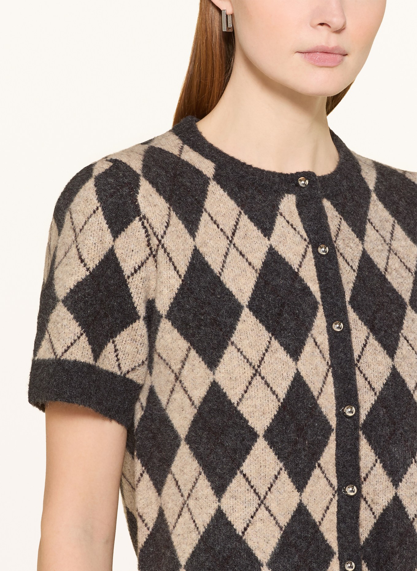 NEO NOIR ALLESTAR cardigan: DARK GRAY / BEIGE