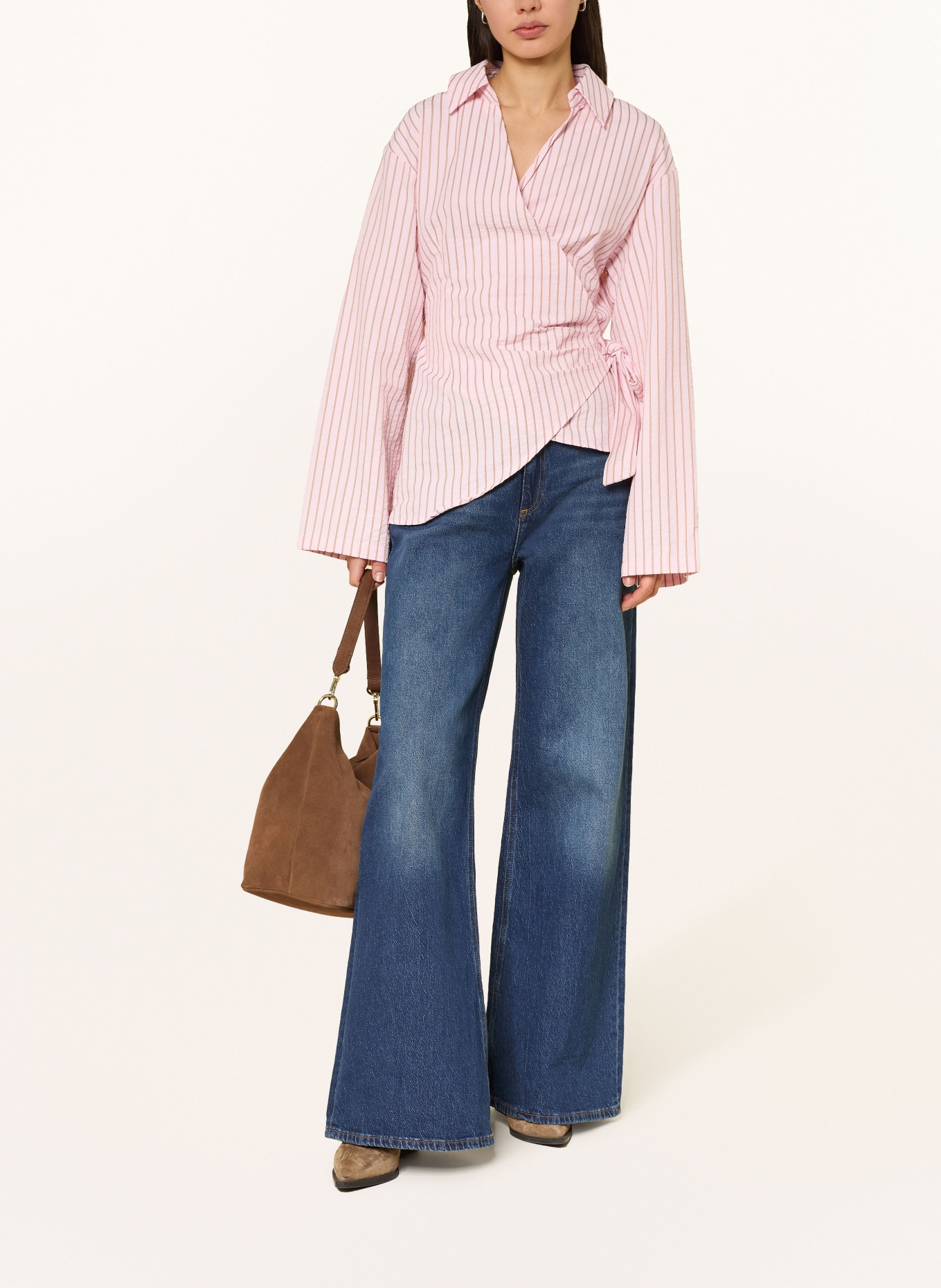 NEO NOIR Bluzka kopertowa TIFUNA: RÓŻOWY / BRĄZOWY