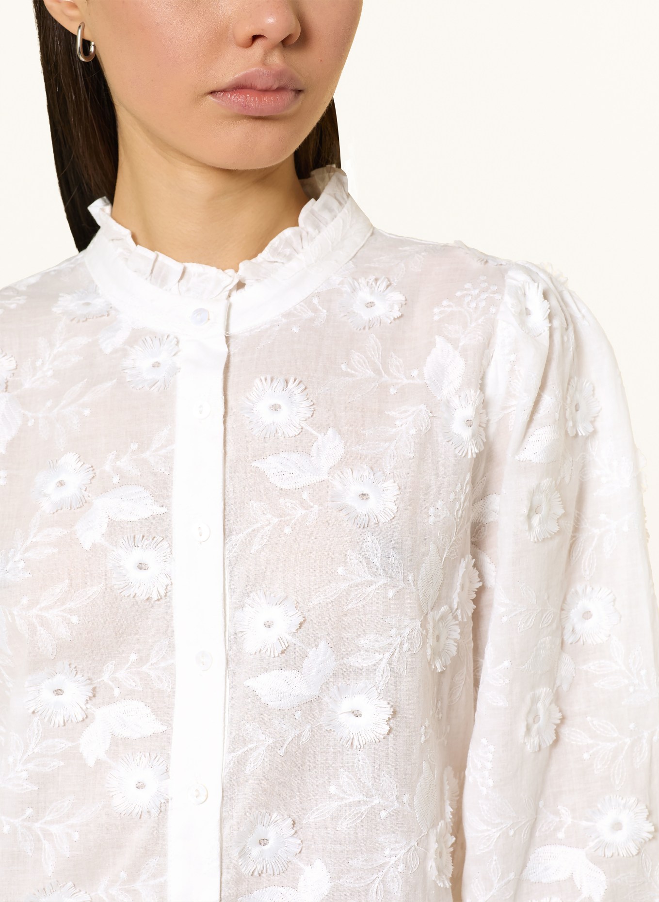 NEO NOIR ODA blouse with ruffles: WHITE