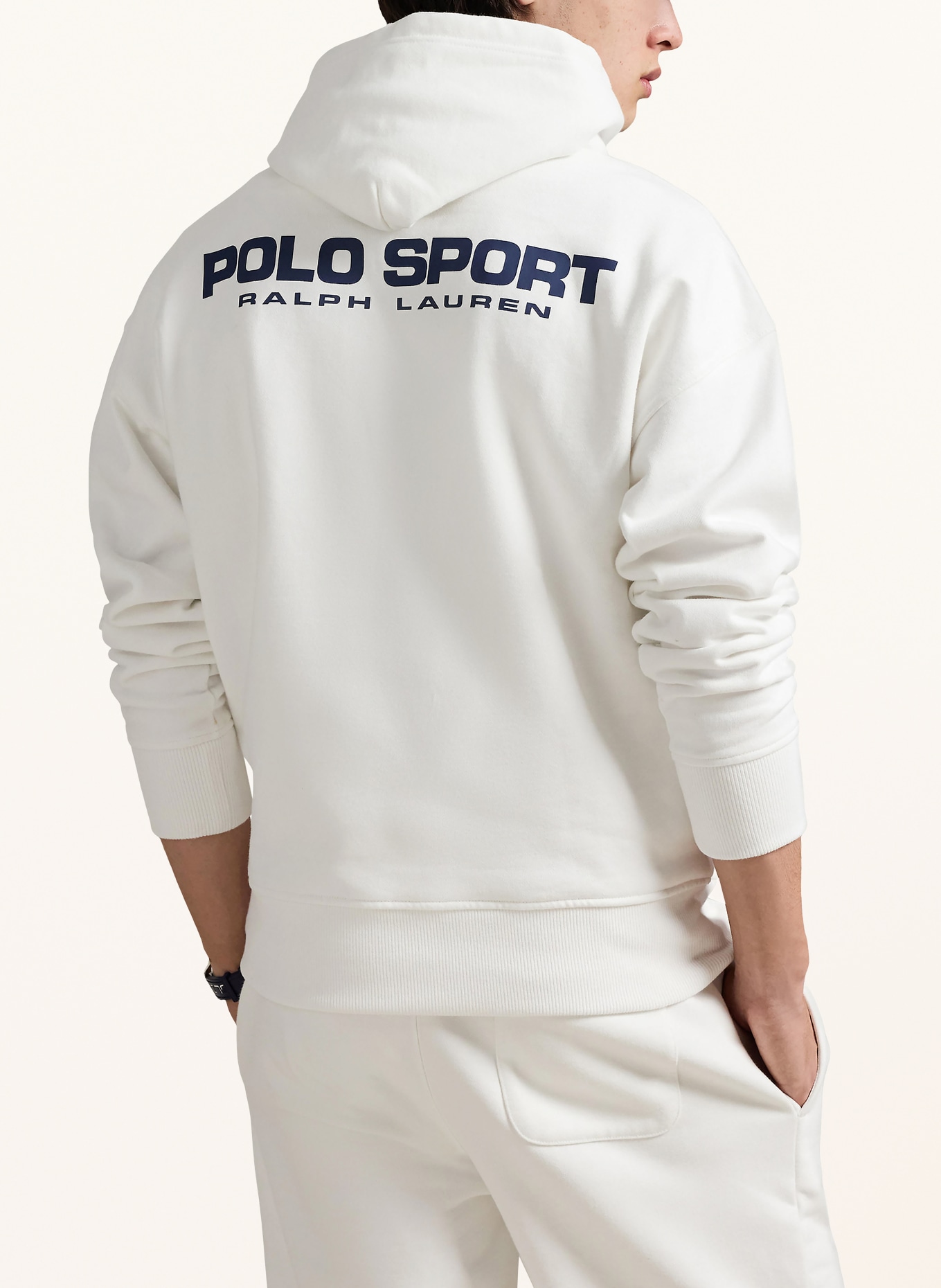 POLO SPORT Hoodie: WEISS / DUNKELBLAU