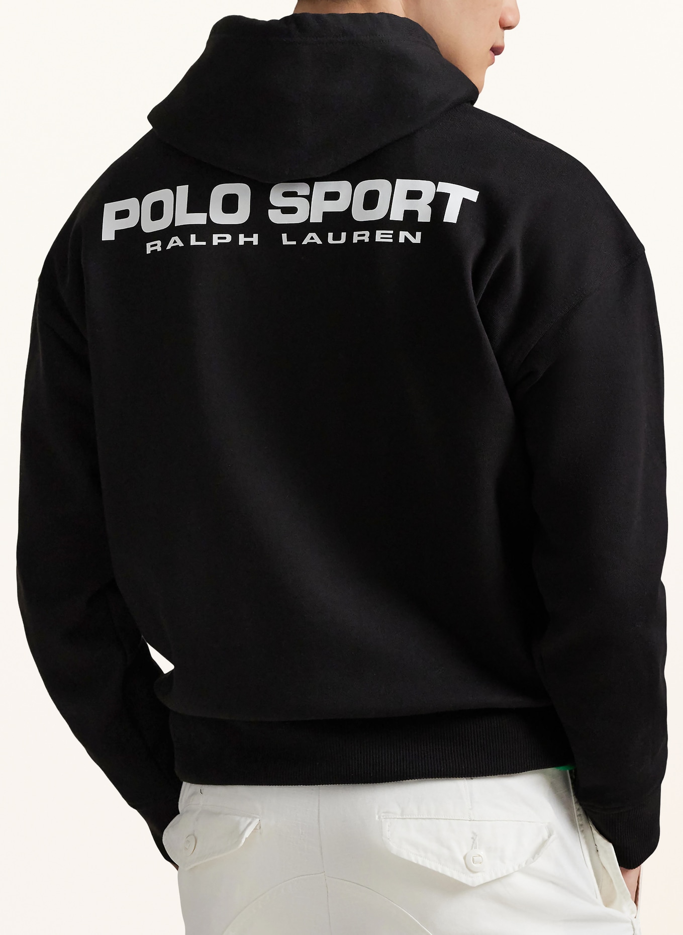 POLO SPORT mikina s kapucí: ČERNÁ / BÍLÁ