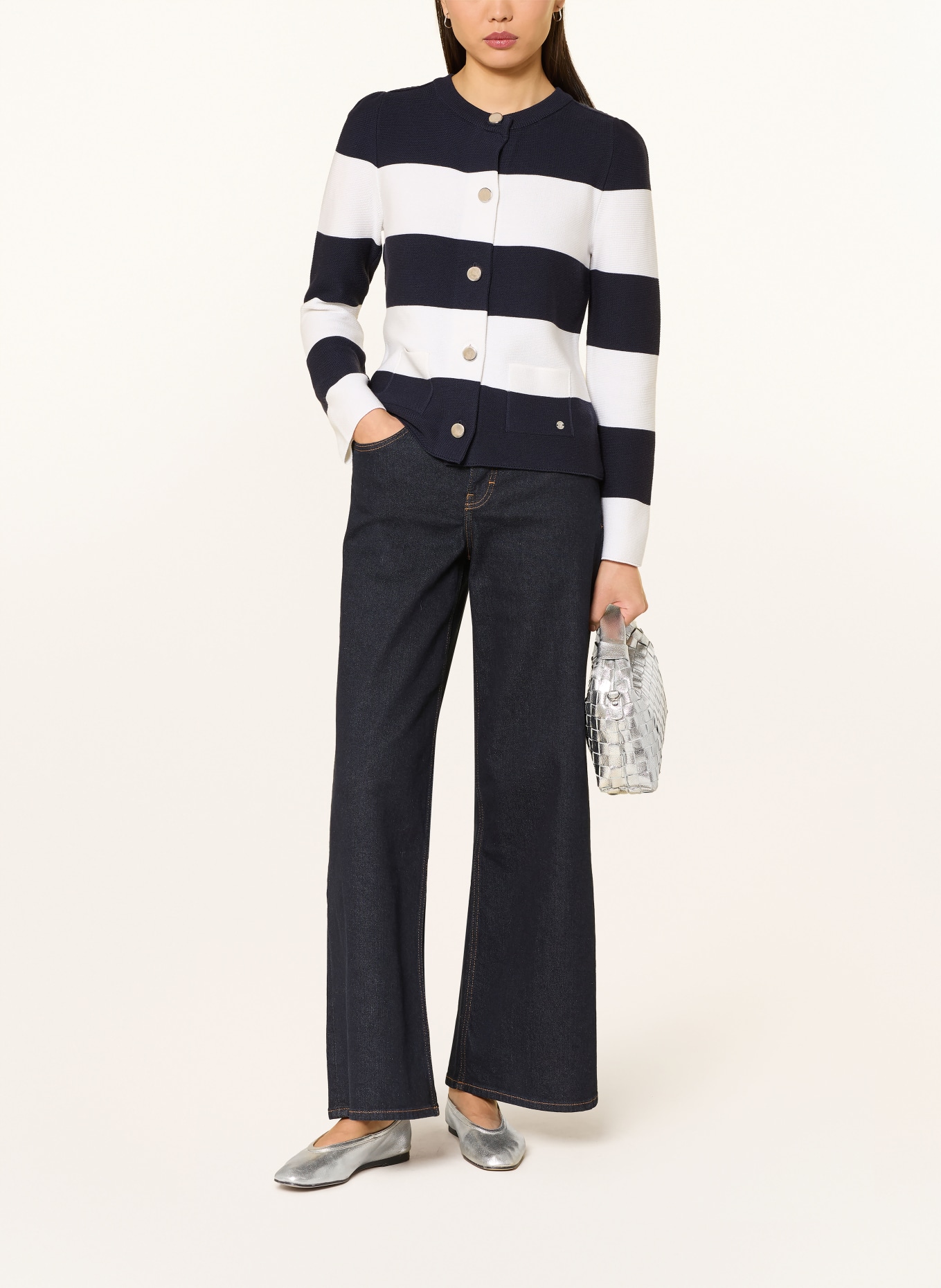 monari Strickjacke: DUNKELBLAU / WEISS