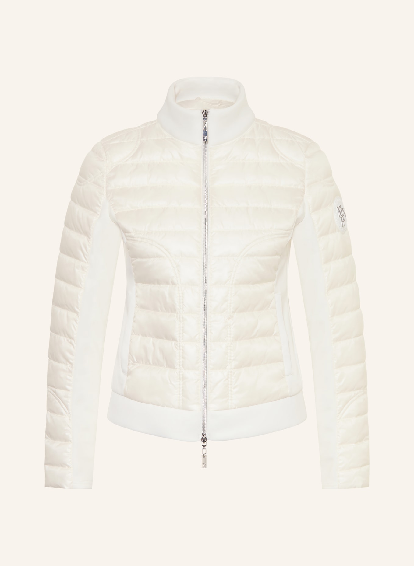 monari Steppjacke im Materialmix mit Schmucksteinen: CREME