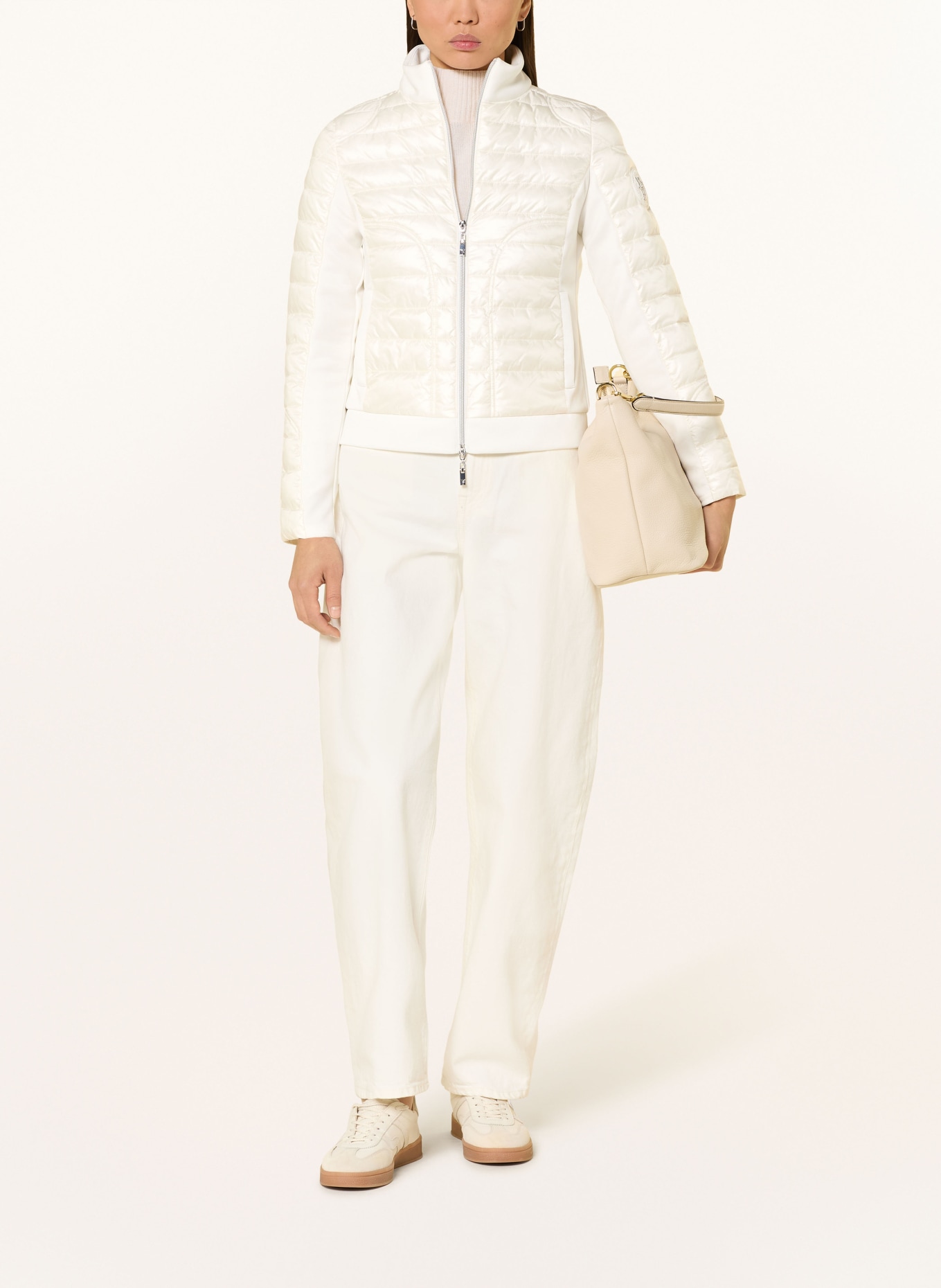 monari Steppjacke im Materialmix mit Schmucksteinen: CREME