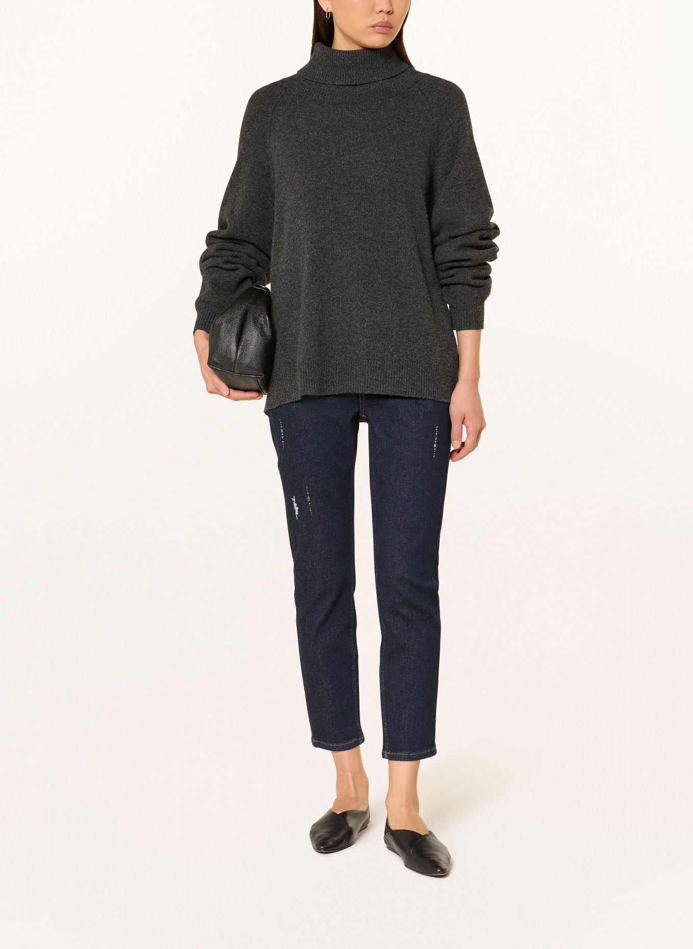 monari Cropped Jeans mit Schmucksteinen: 751 dark denim