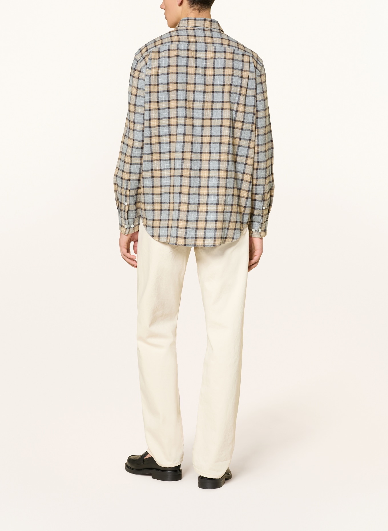 ARKET Flanellhemd BENNET Relaxed Fit: GRAU / CAMEL / DUNKELBRAUN